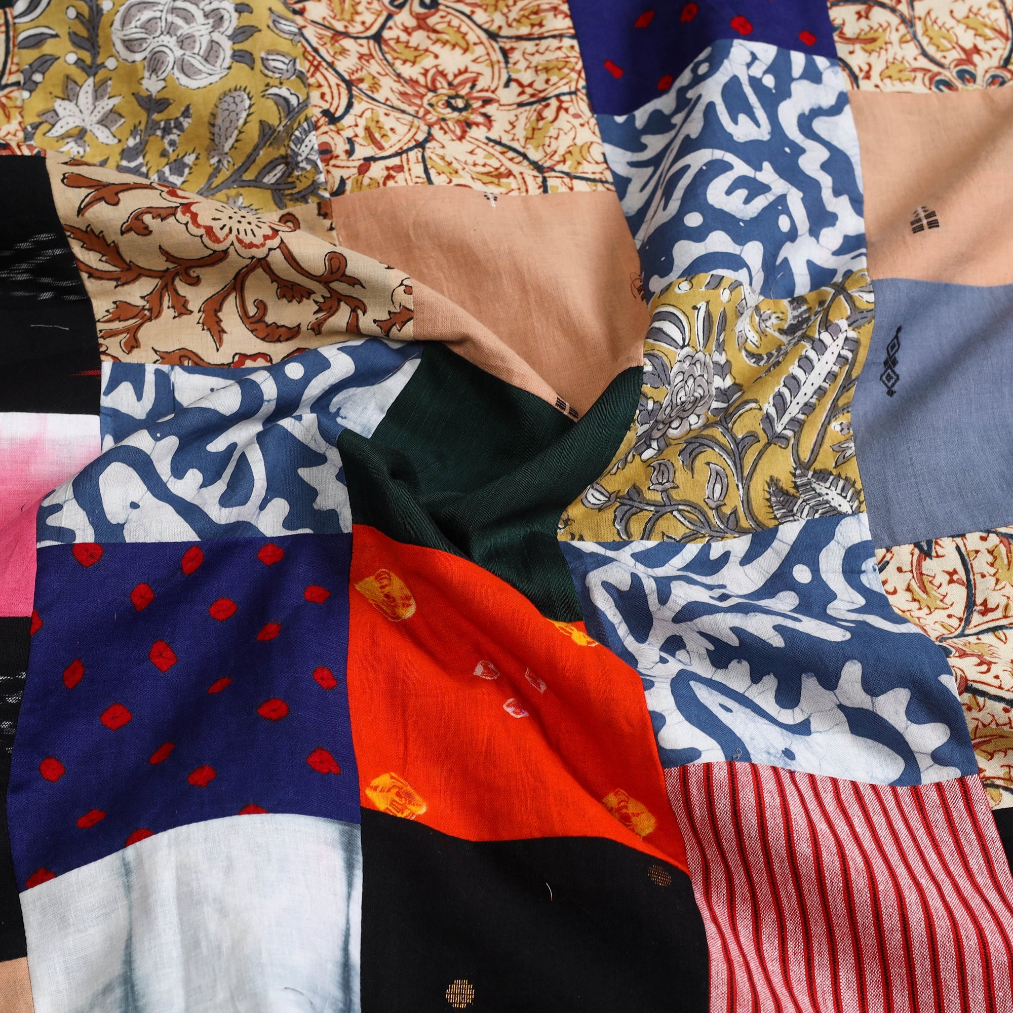 Multicolor - handcrafted patchwork cotton unstitched kurta