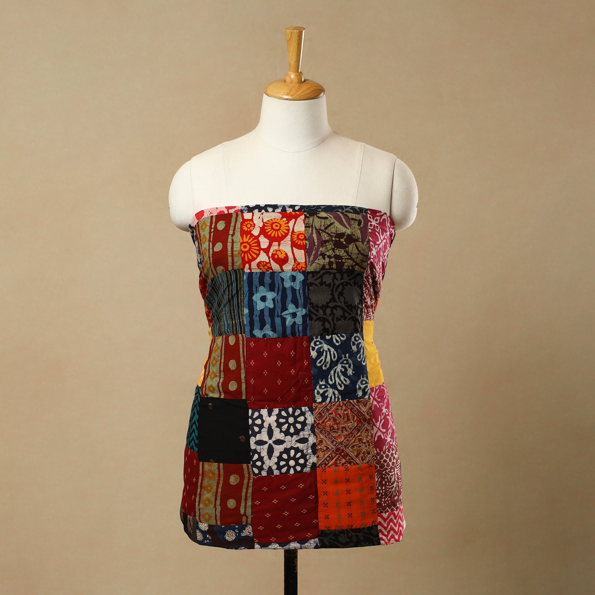 Multicolor - Handcrafted Patchwork Cotton Kurta Material (2.7m) 46