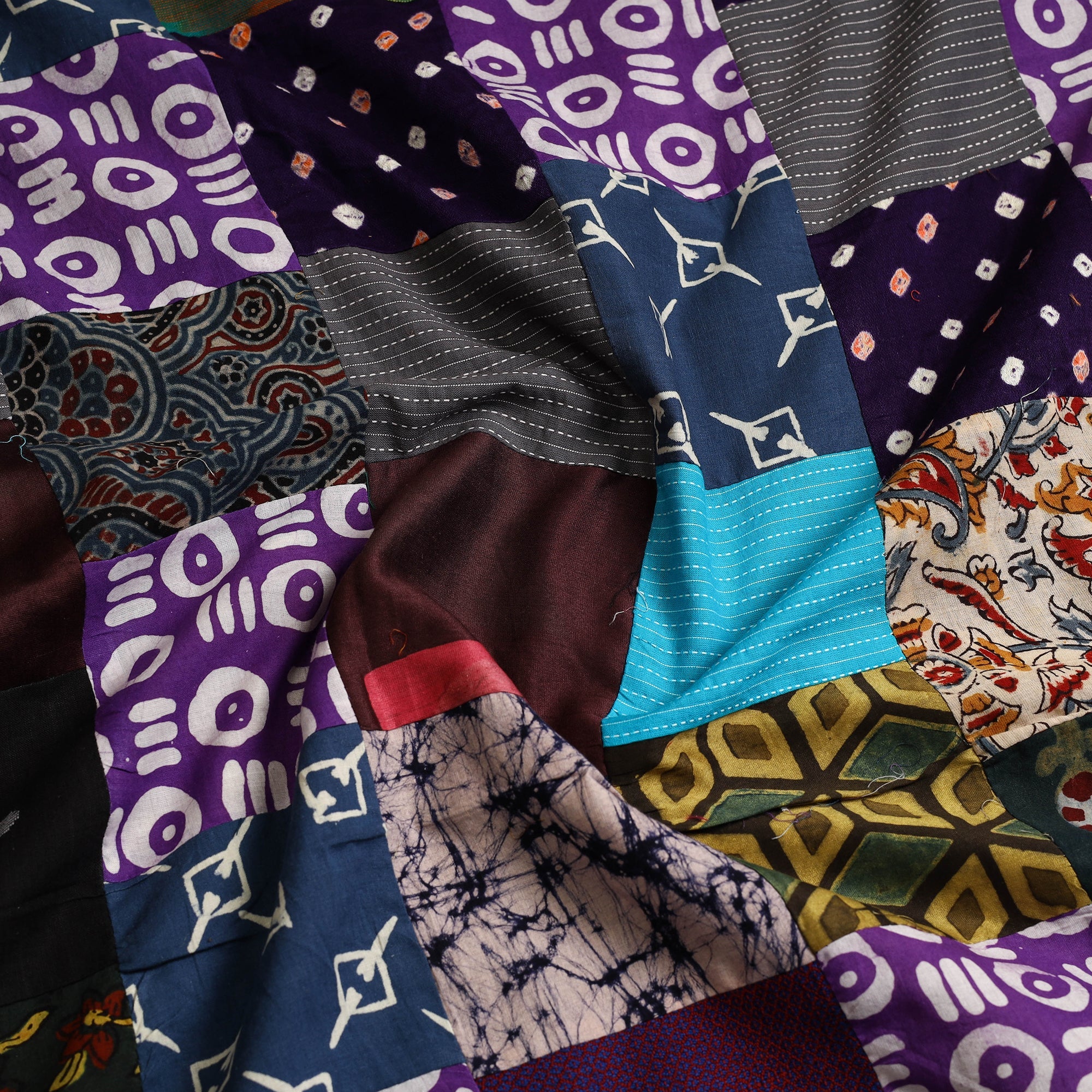 Buy Multicolor Handcrafted Patchwork Cotton Kurta Material