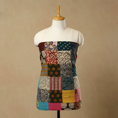 Multicolor - Handcrafted Patchwork Cotton Kurta Material (2.9m) 18