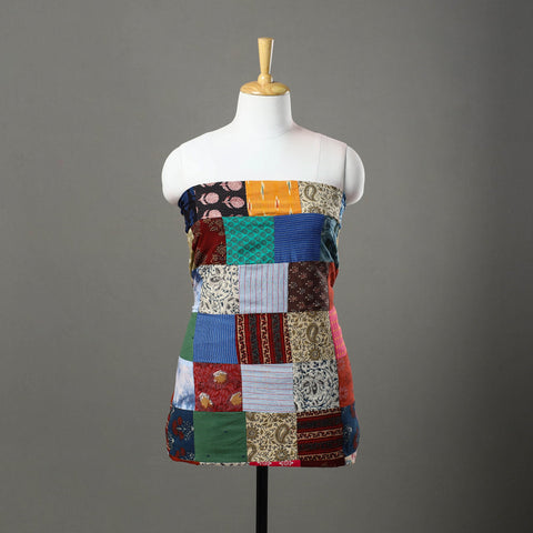 Multicolor - handcrafted patchwork cotton unstitched kurta