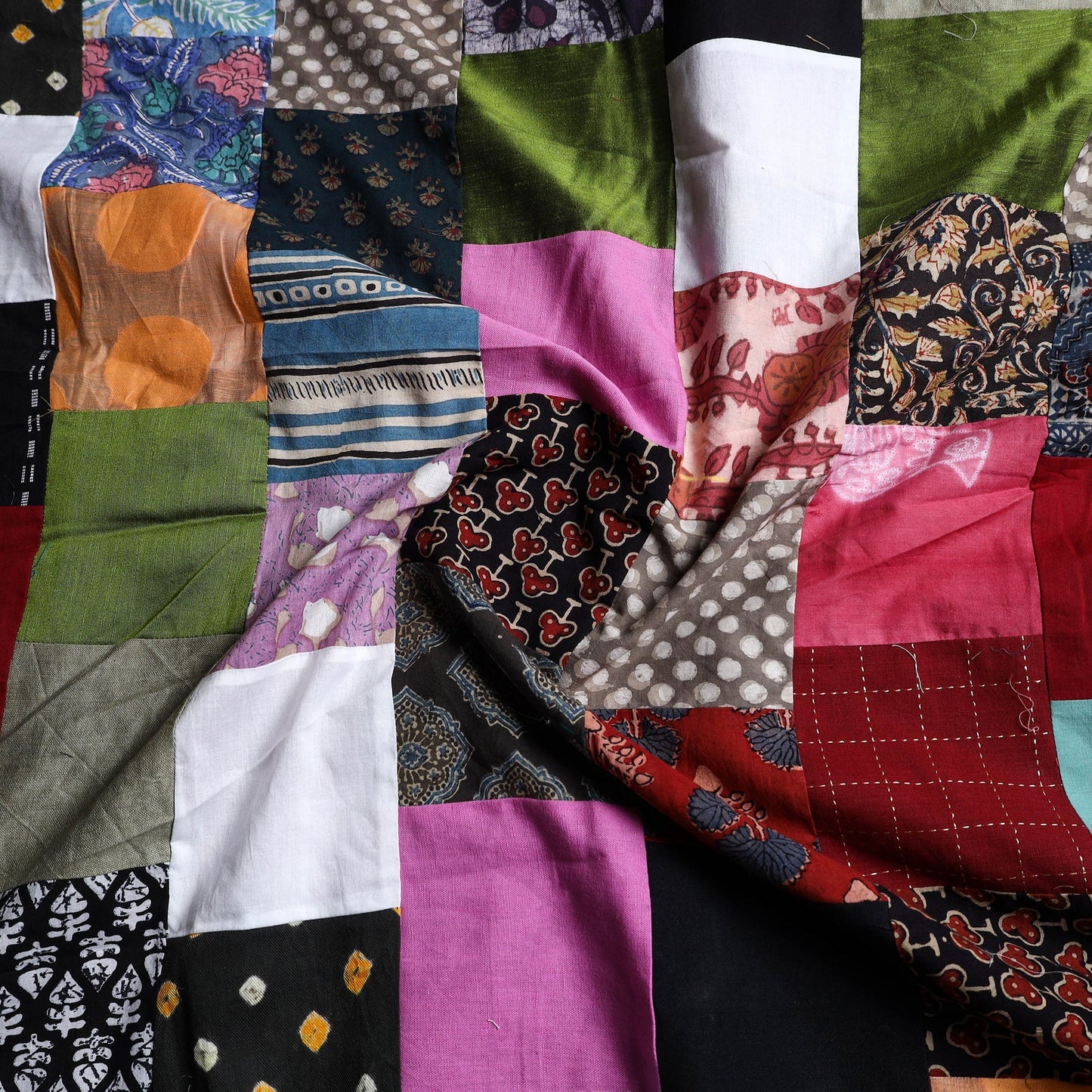 Buy Multicolor Handcrafted Patchwork Cotton Kurta Material