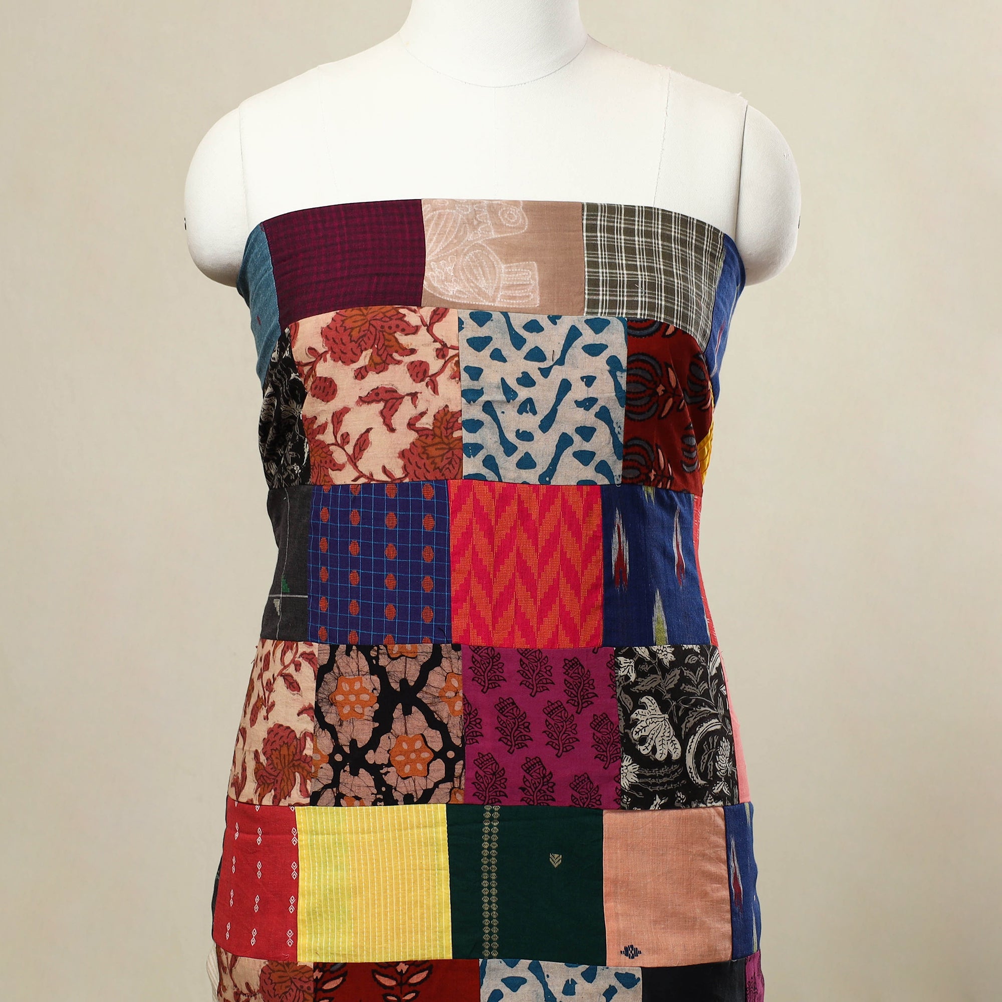 Buy Multicolor Handcrafted Patchwork Cotton Kurta Material