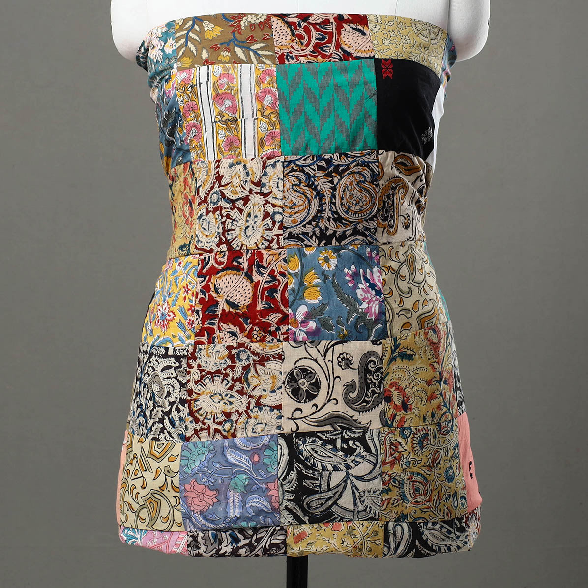 Multicolor - handcrafted patchwork cotton unstitched kurta