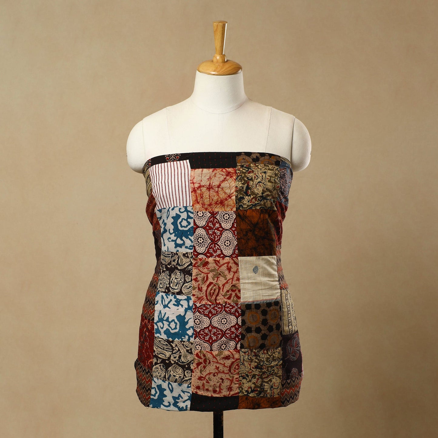 Multicolor - Handcrafted Patchwork Cotton Kurta Material (2.7m) 17