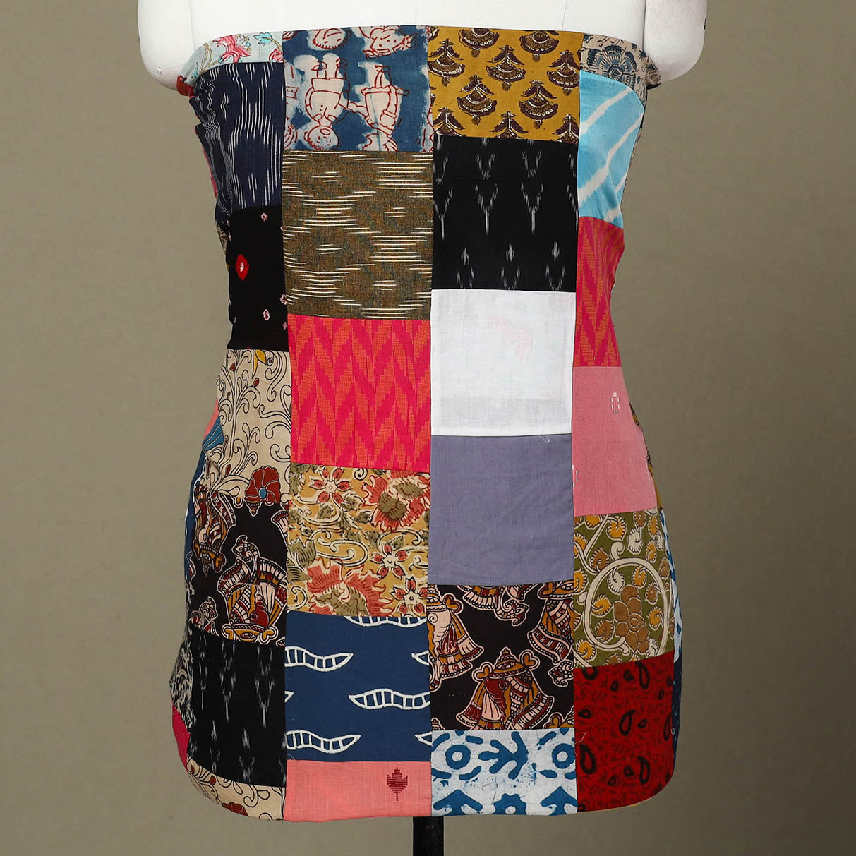 Multicolor - handcrafted patchwork cotton unstitched kurta