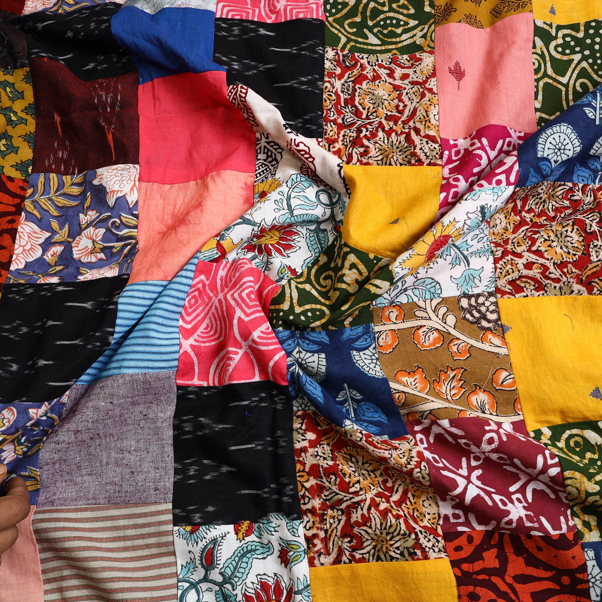 Buy Multicolor Handcrafted Patchwork Cotton Kurta Material