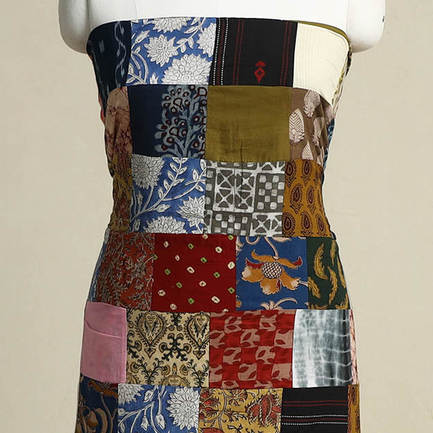 Multicolor - handcrafted patchwork cotton unstitched kurta
