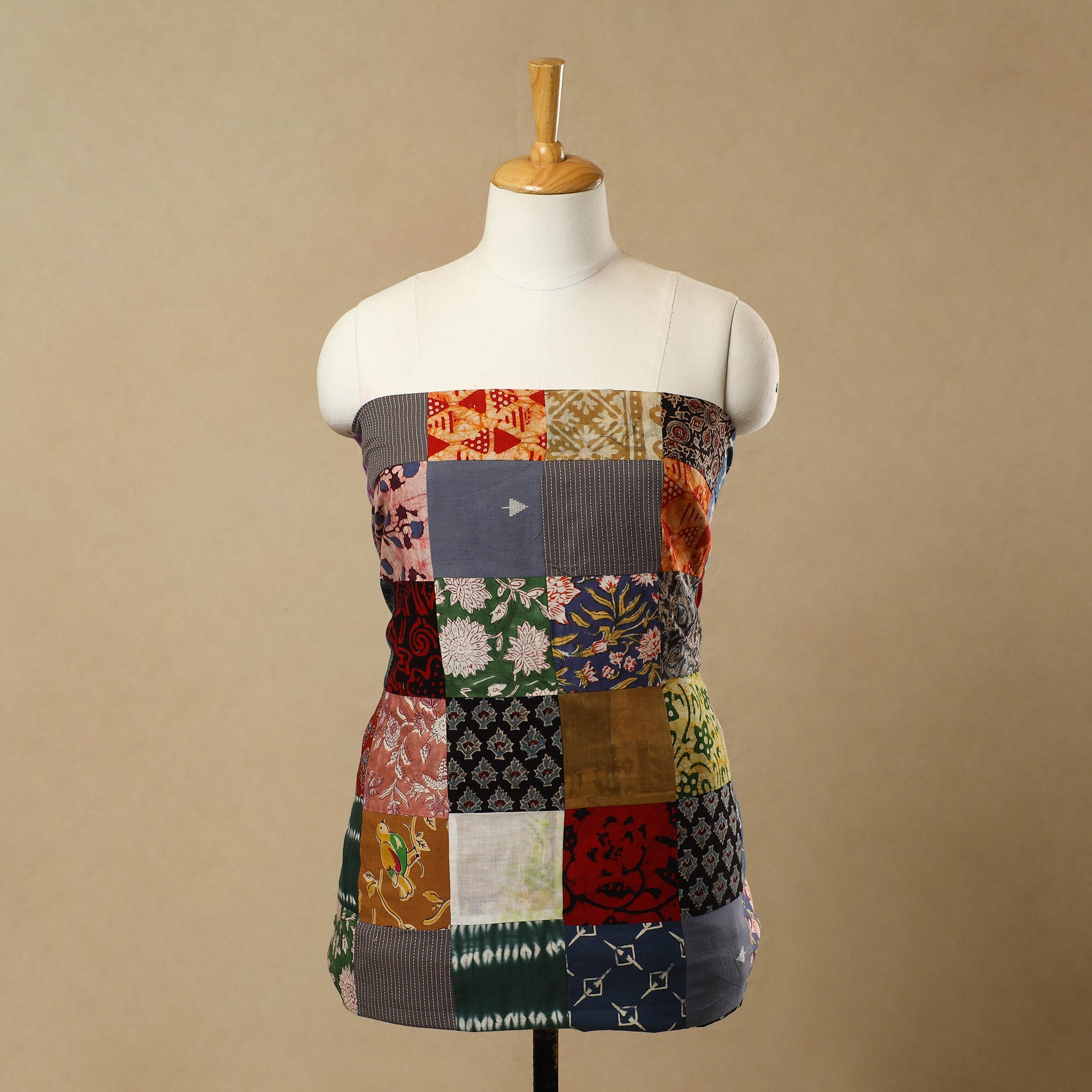 Multicolor - Handcrafted Patchwork Cotton Kurta Material (2.8m) 34