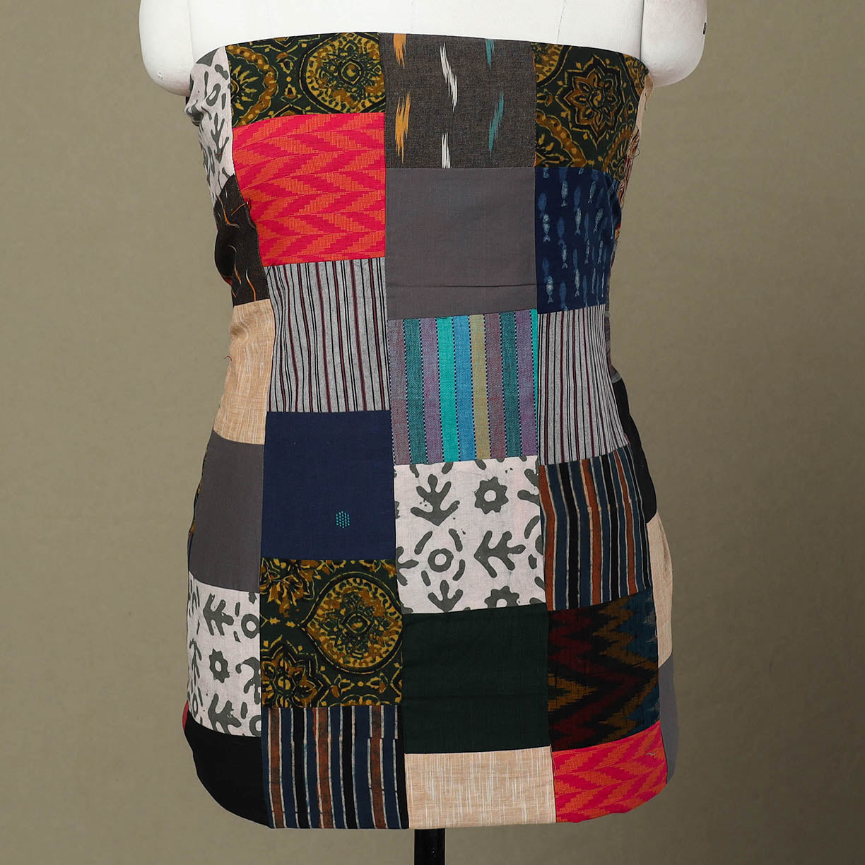 Multicolor Handcrafted Patchwork Cotton Kurta Material