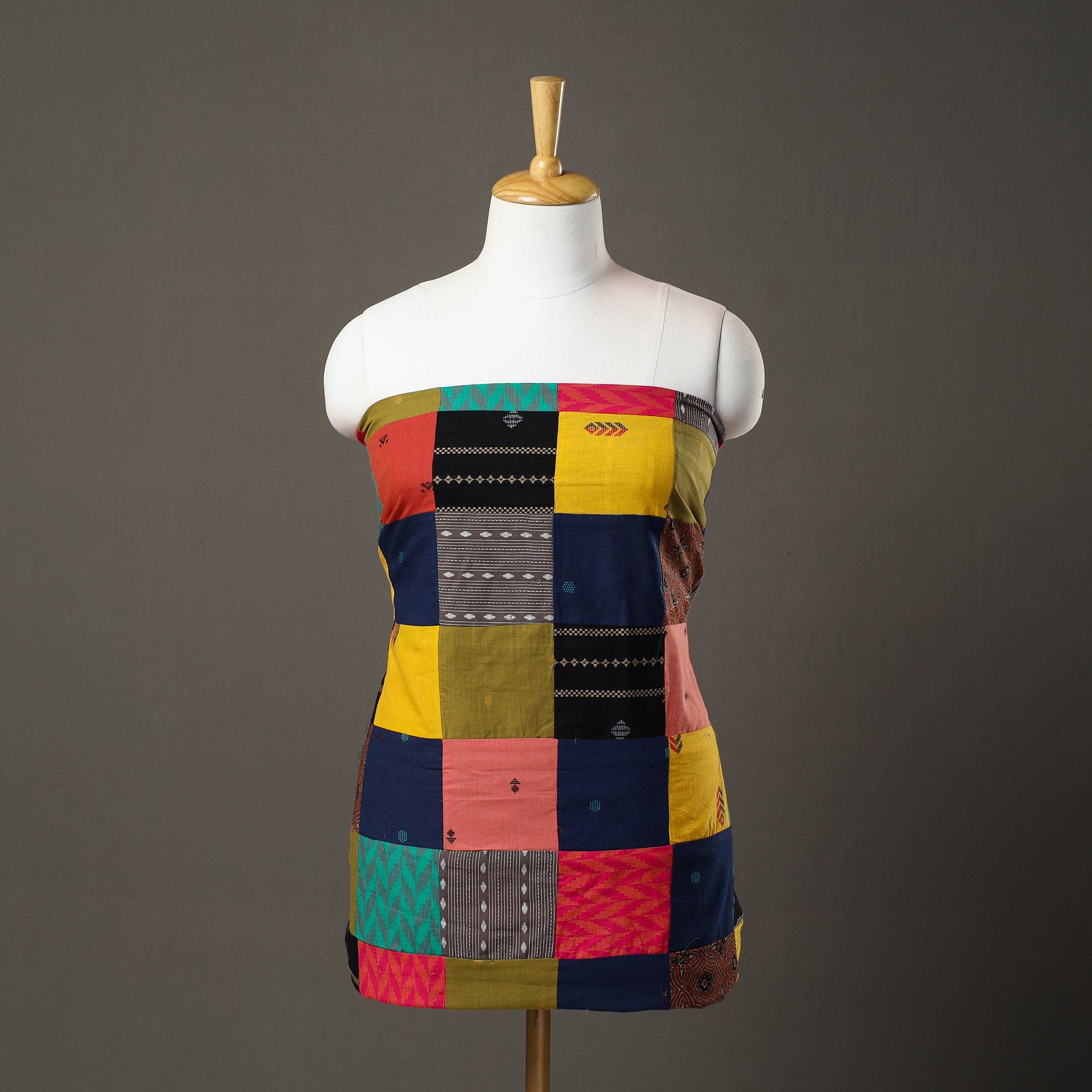 Multicolor - handcrafted patchwork cotton unstitched kurta