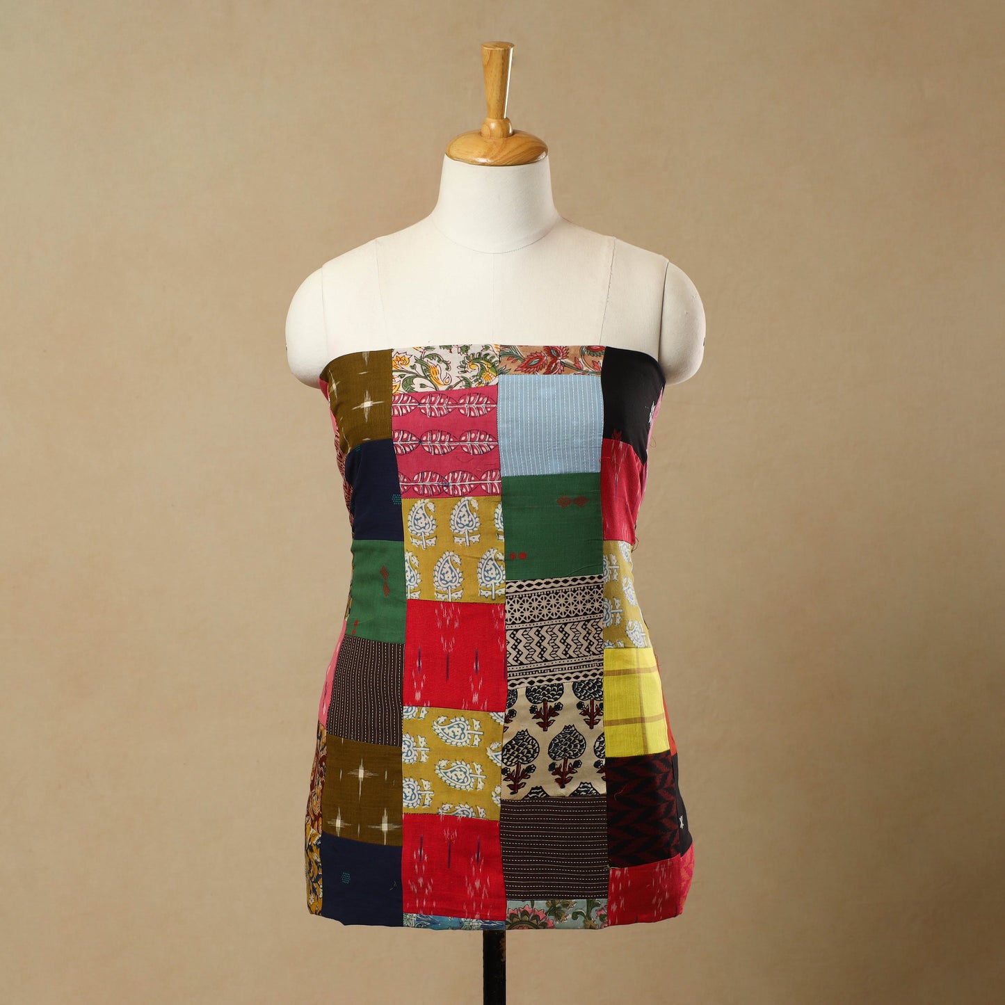 Multicolor - Handcrafted Patchwork Cotton Kurta Material (2.7m) 51