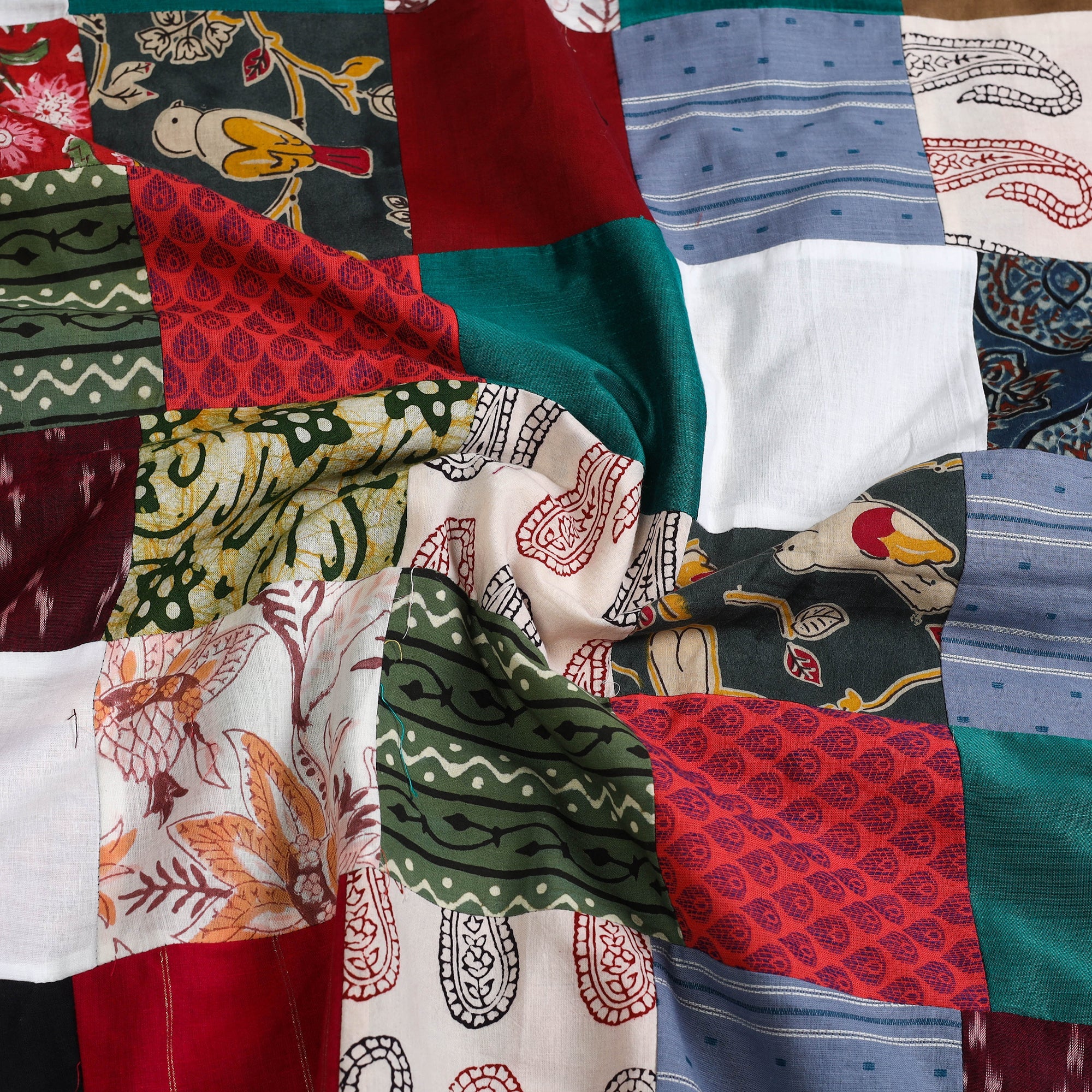 Multicolor - handcrafted patchwork cotton unstitched kurta