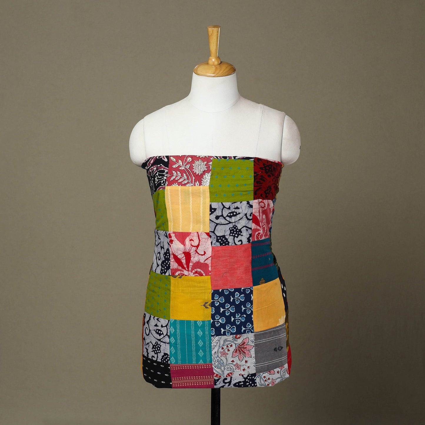 Multicolor - handcrafted patchwork cotton unstitched kurta