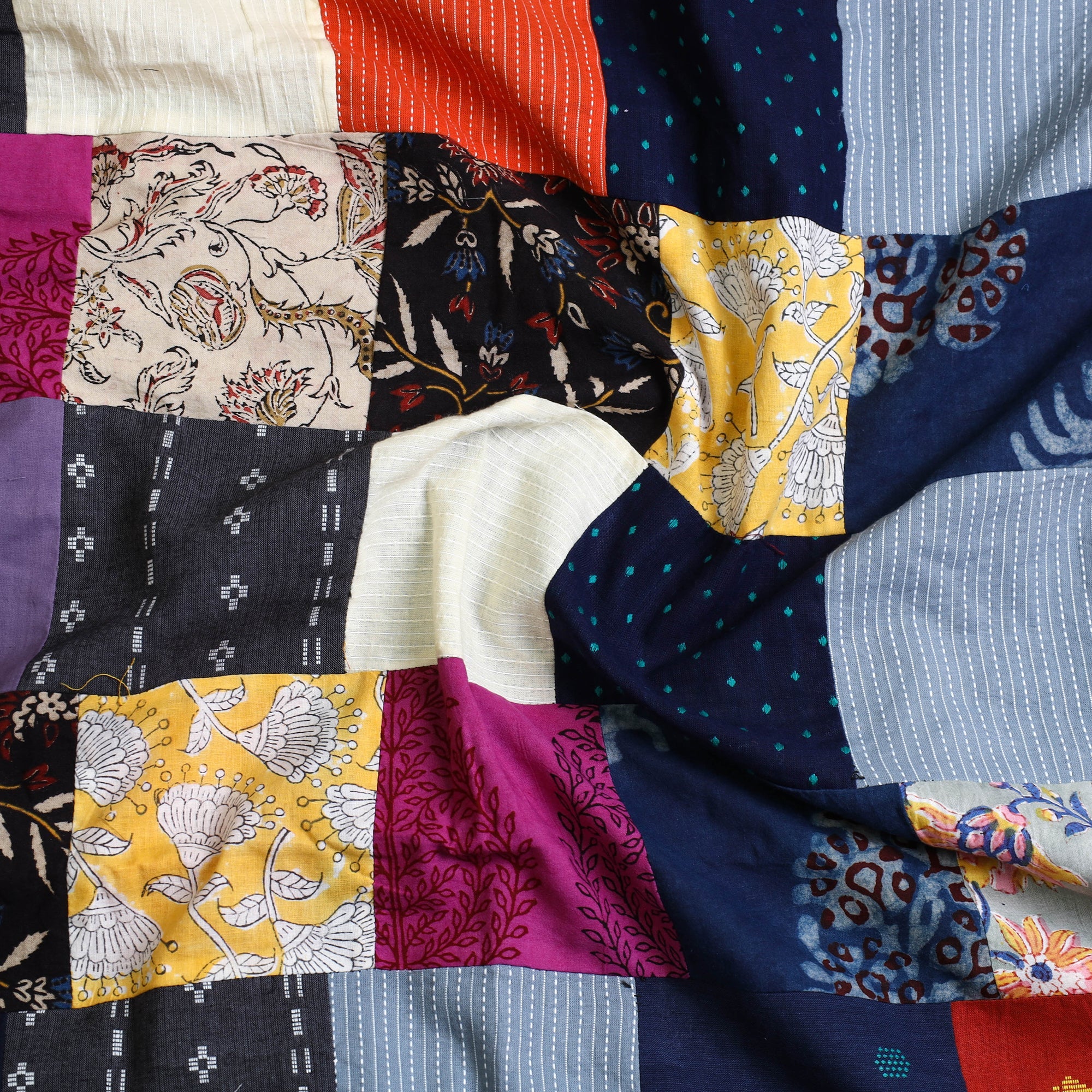 Multicolor - handcrafted patchwork cotton unstitched kurta