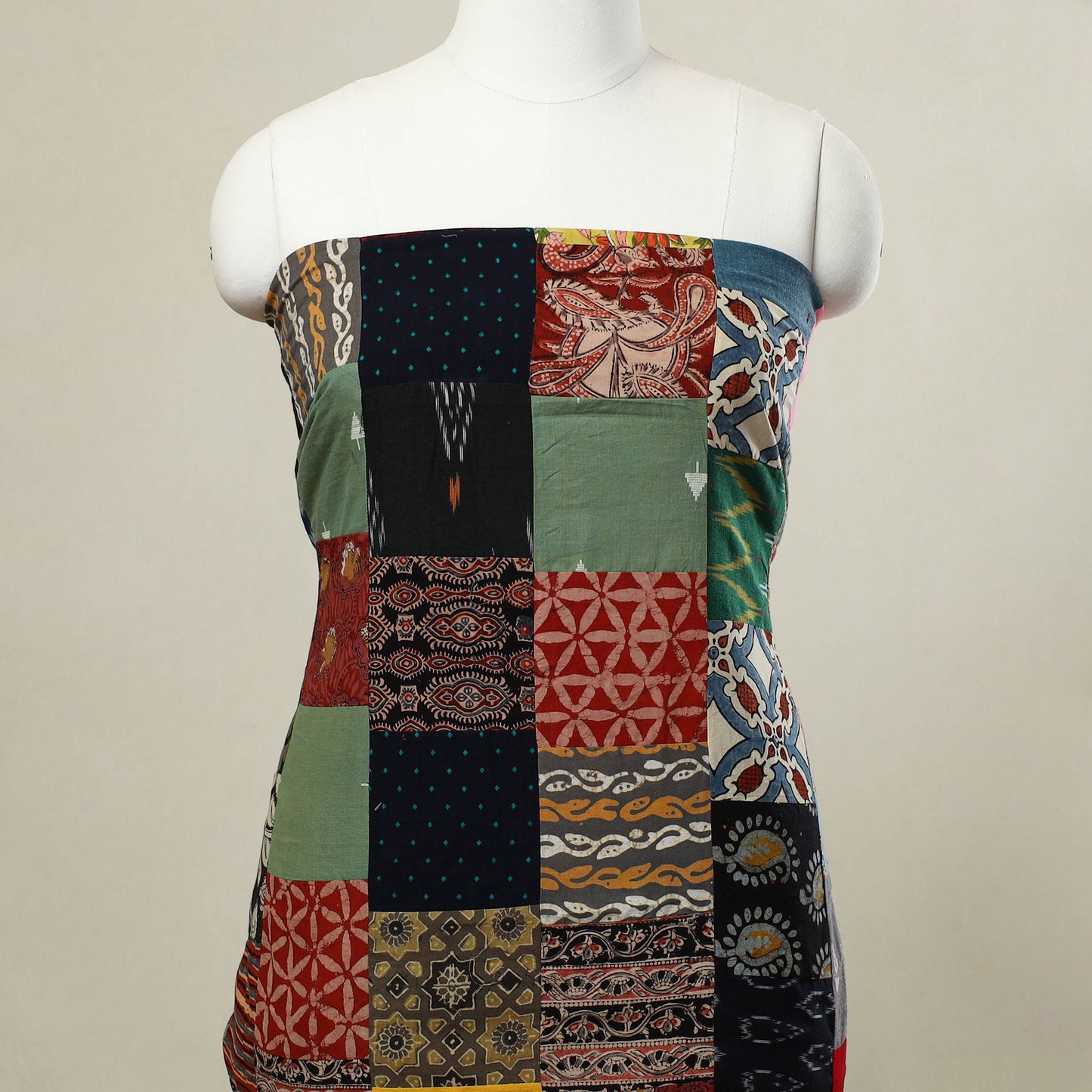 Buy Multicolor Handcrafted Patchwork Cotton Kurta Material