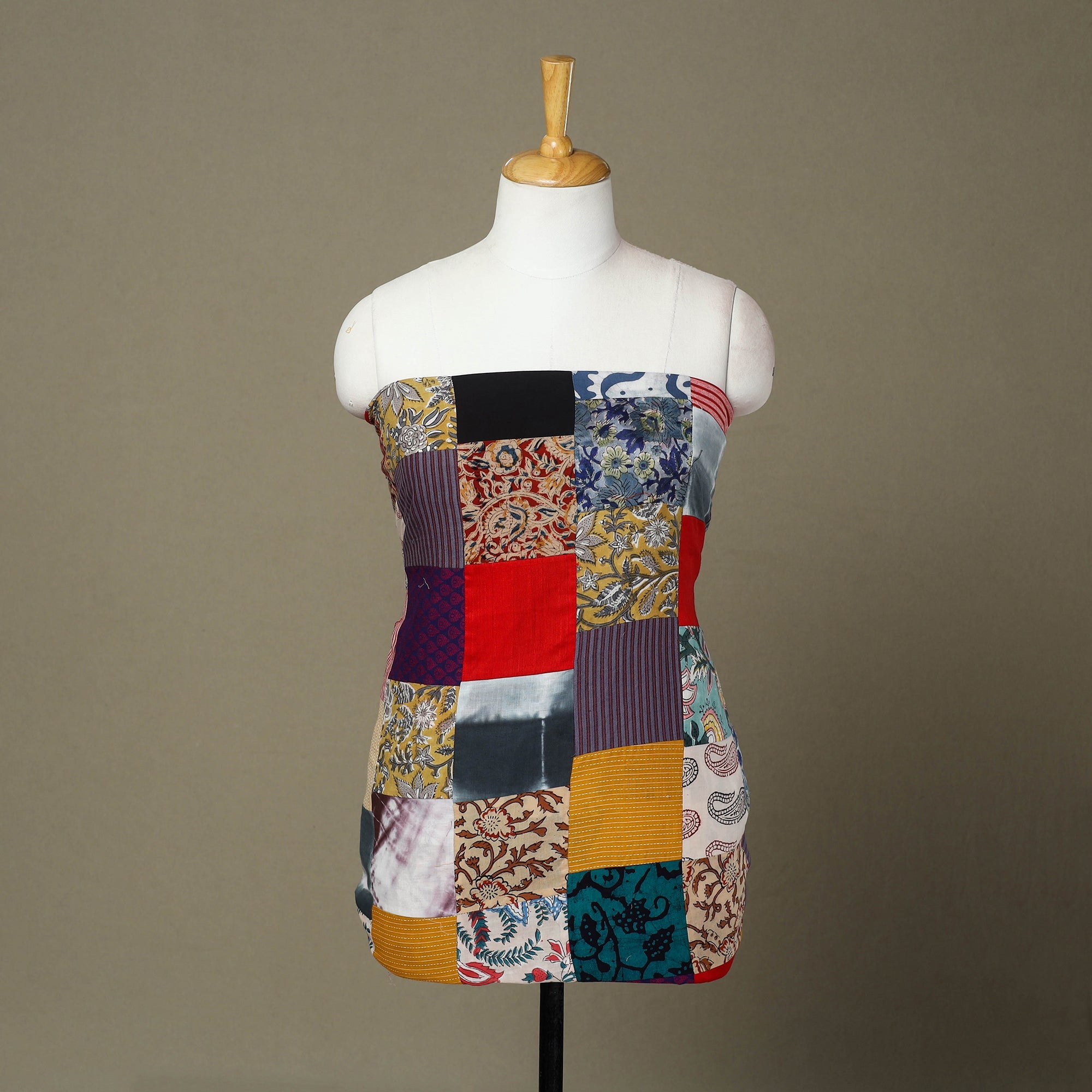 Multicolor - handcrafted patchwork cotton unstitched kurta