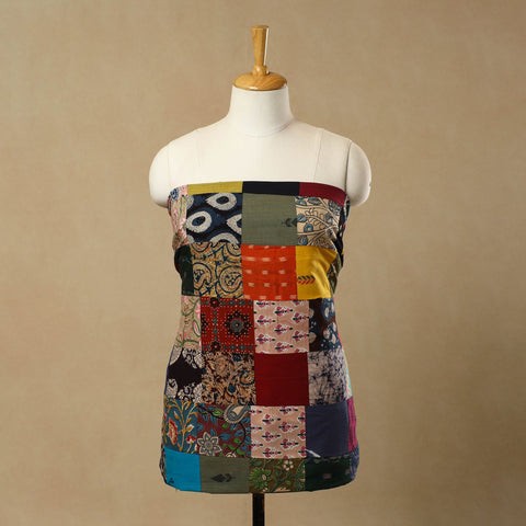 Multicolor - Handcrafted Patchwork Cotton Kurta Material (2.7m) 19