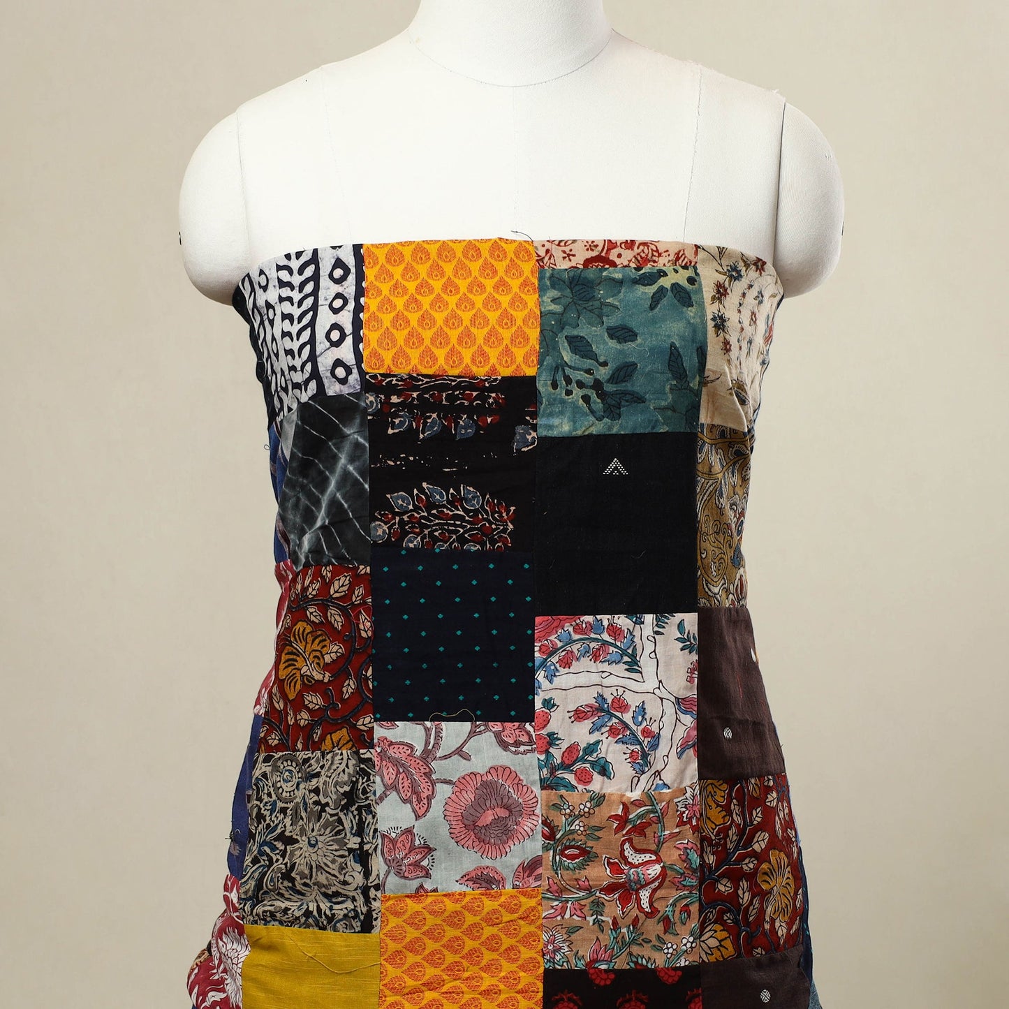 Multicolor - handcrafted patchwork cotton unstitched kurta