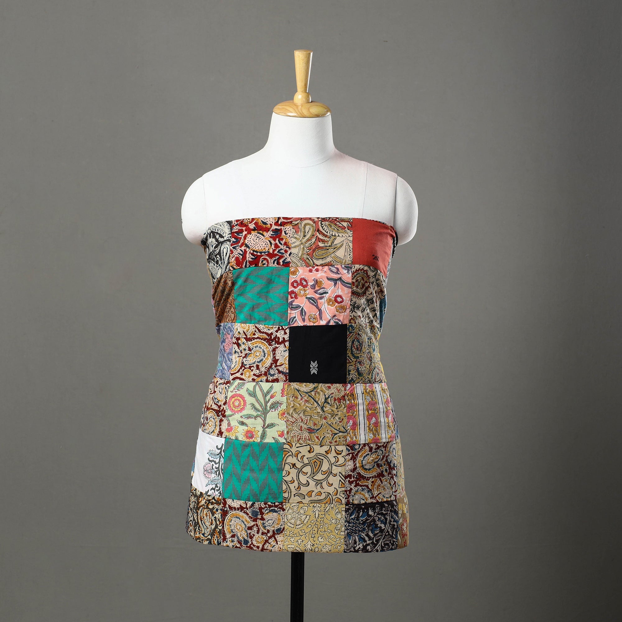 Multicolor - handcrafted patchwork cotton unstitched kurta