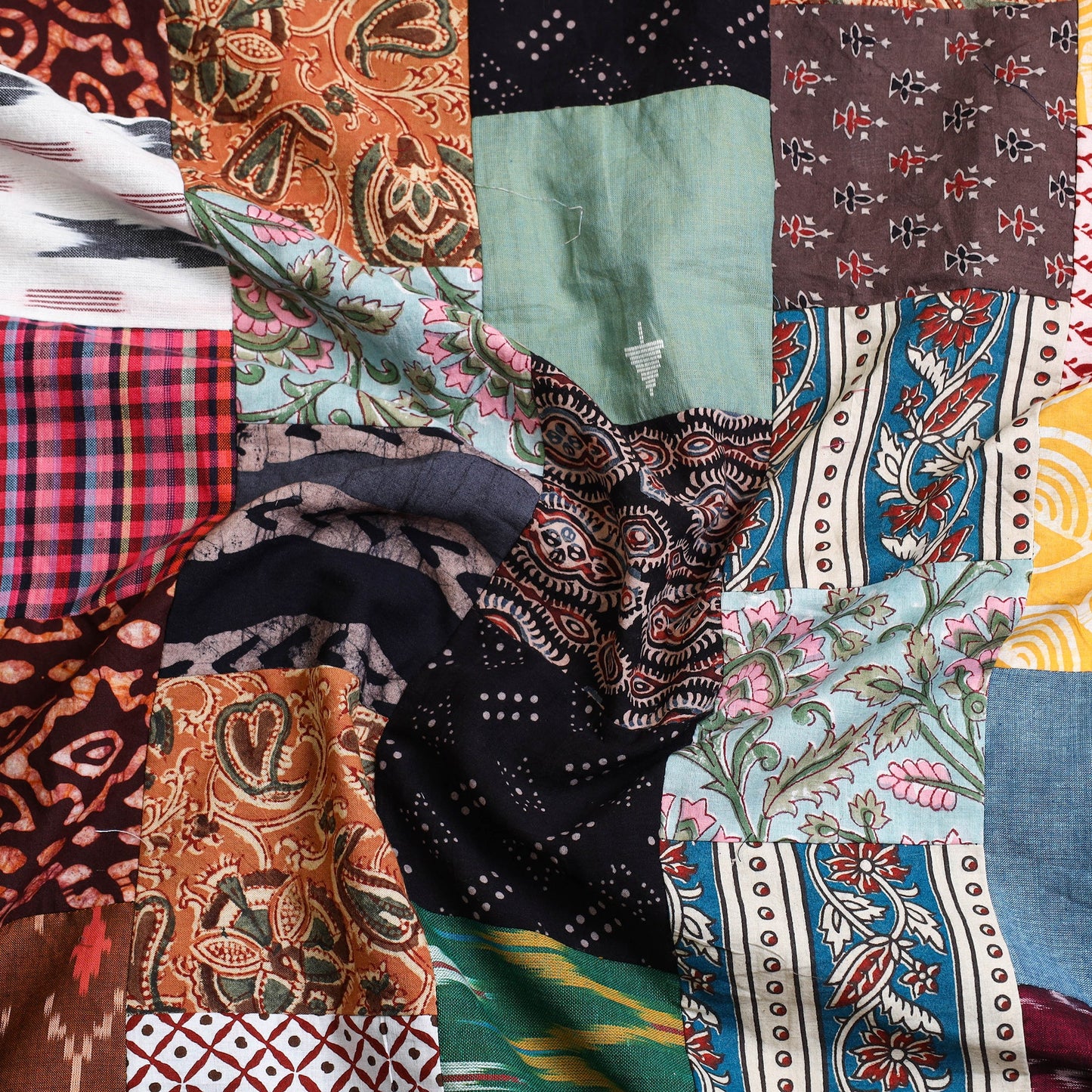 Buy Multicolor Handcrafted Patchwork Cotton Kurta Material