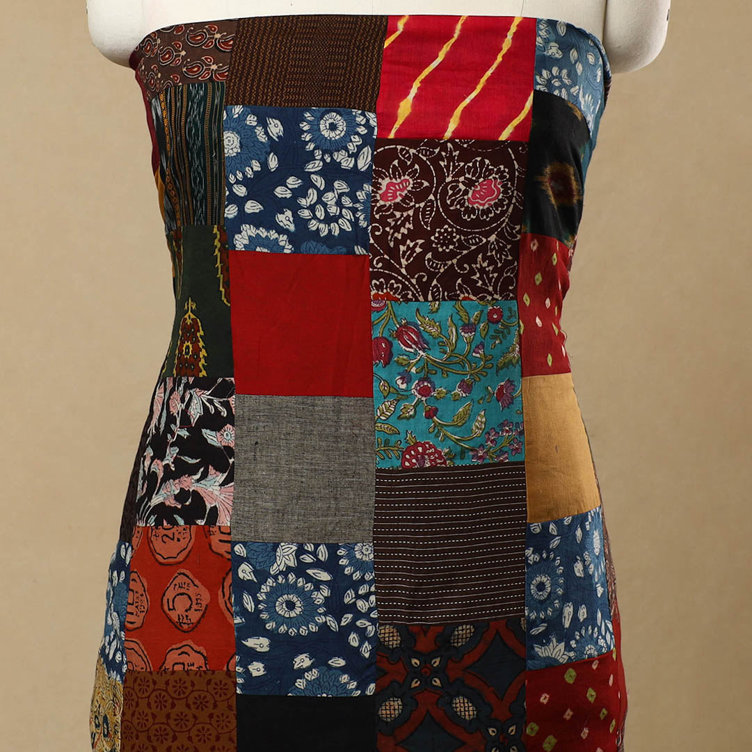  Multicolor Handcrafted Patchwork Cotton Kurta Material