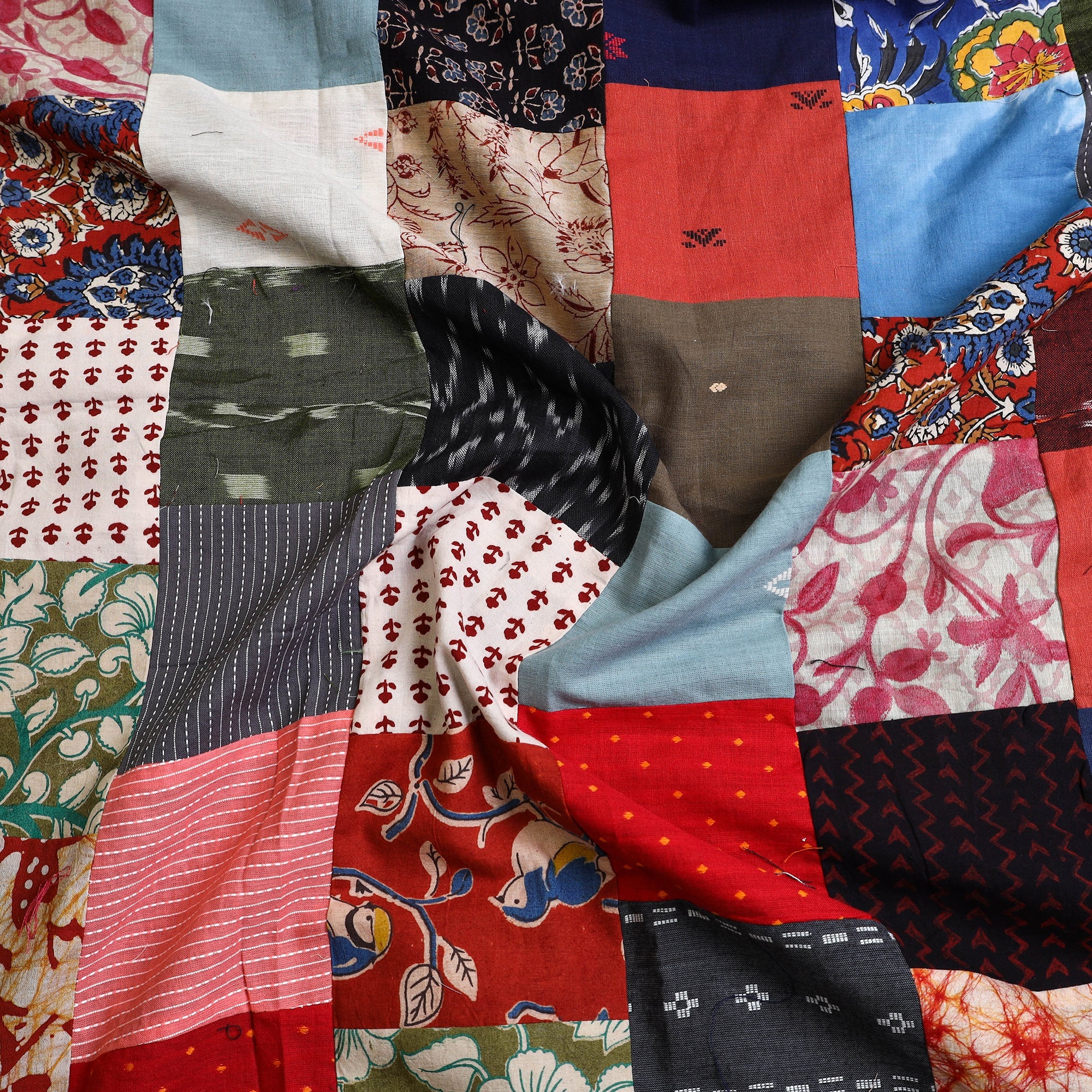 Multicolor - handcrafted patchwork cotton unstitched kurta