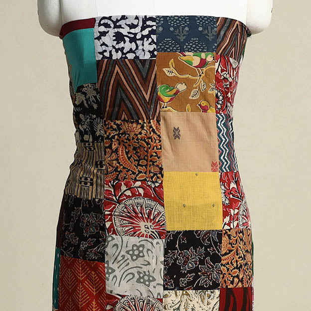 Multicolor - handcrafted patchwork cotton unstitched kurta