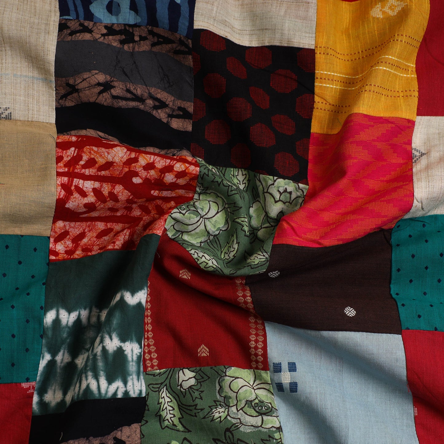 Multicolor - Handcrafted Patchwork Cotton Kurta Material (2.7m) 43