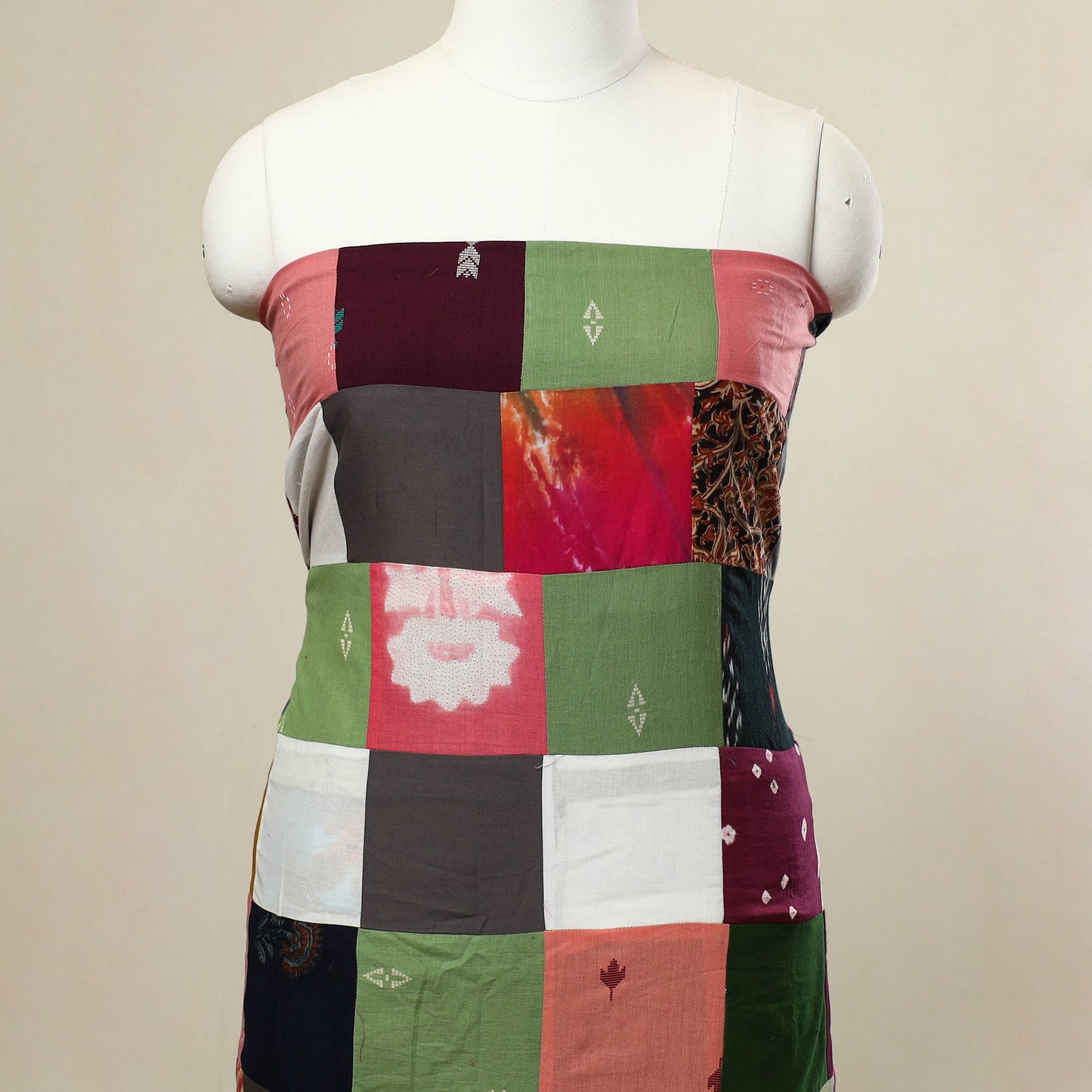 Buy Multicolor Handcrafted Patchwork Cotton Kurta Material