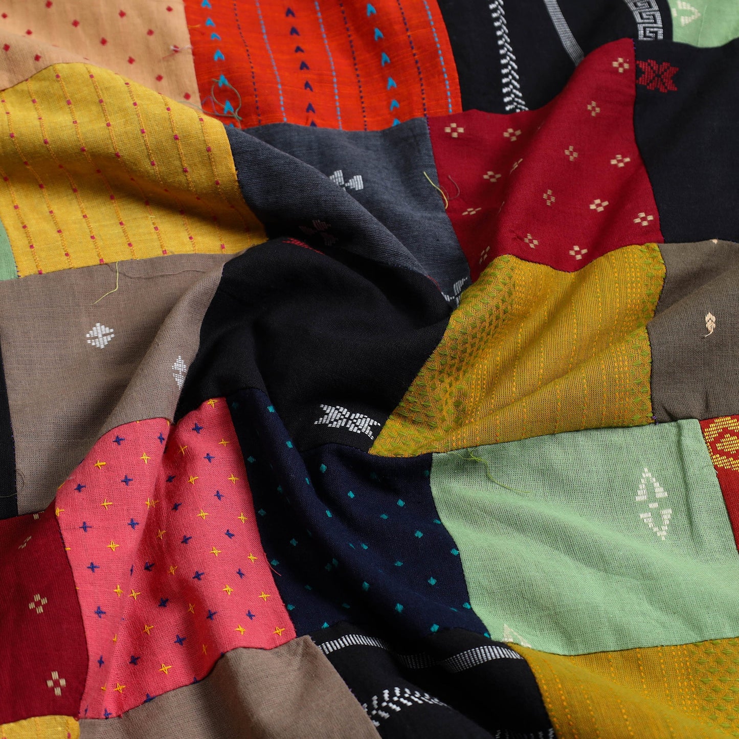 Multicolor - handcrafted patchwork cotton unstitched kurta