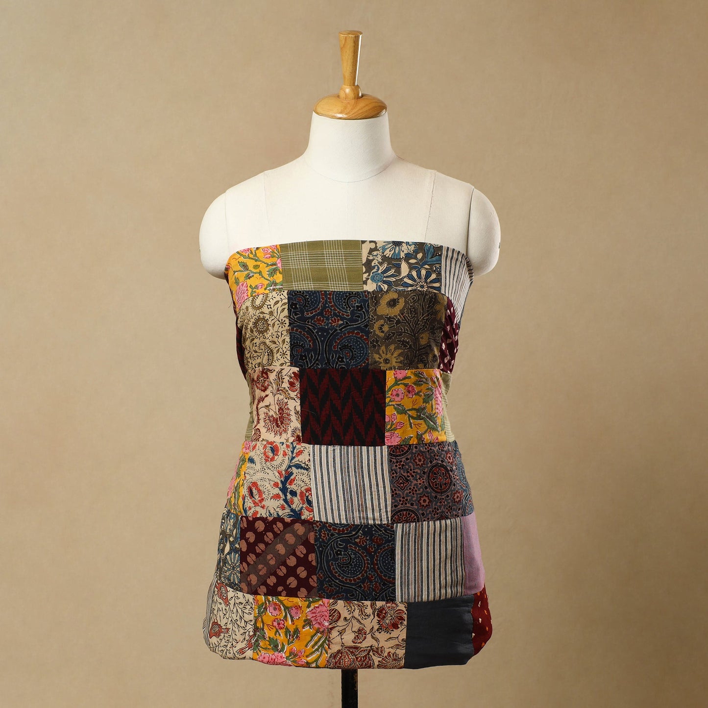 Multicolor - Handcrafted Patchwork Cotton Kurta Material (2.6m) 25