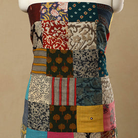 Multicolor - Handcrafted Patchwork Cotton Kurta Material (2.9m) 18