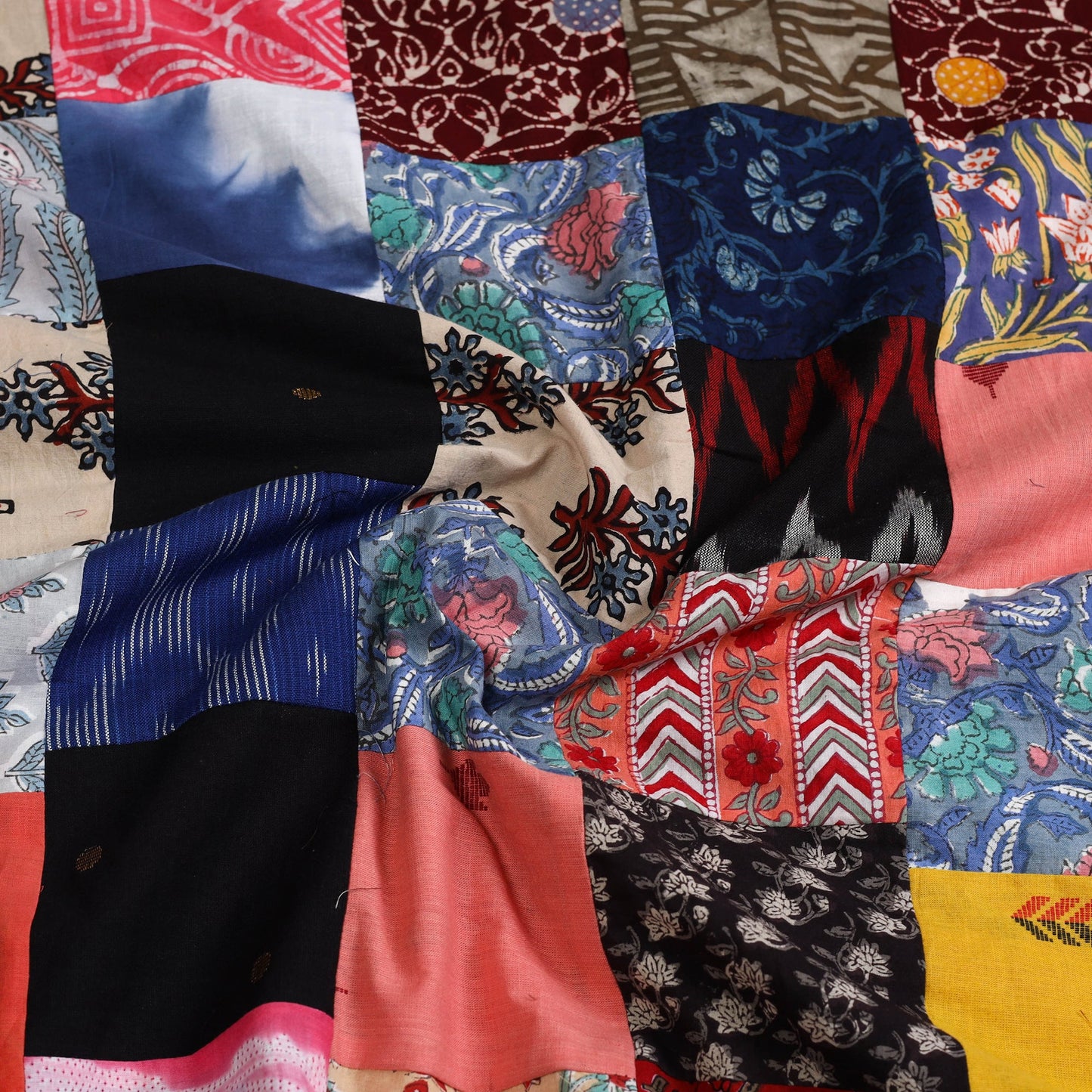 Multicolor - handcrafted patchwork cotton unstitched kurta