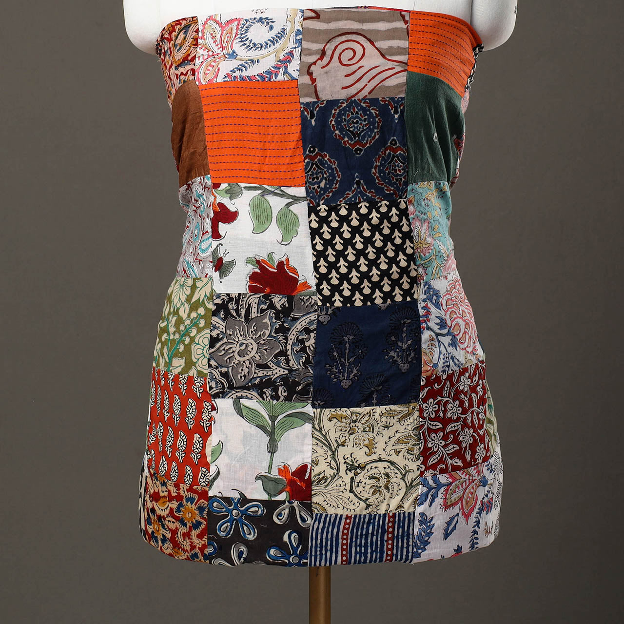 Multicolor - handcrafted patchwork cotton unstitched kurta