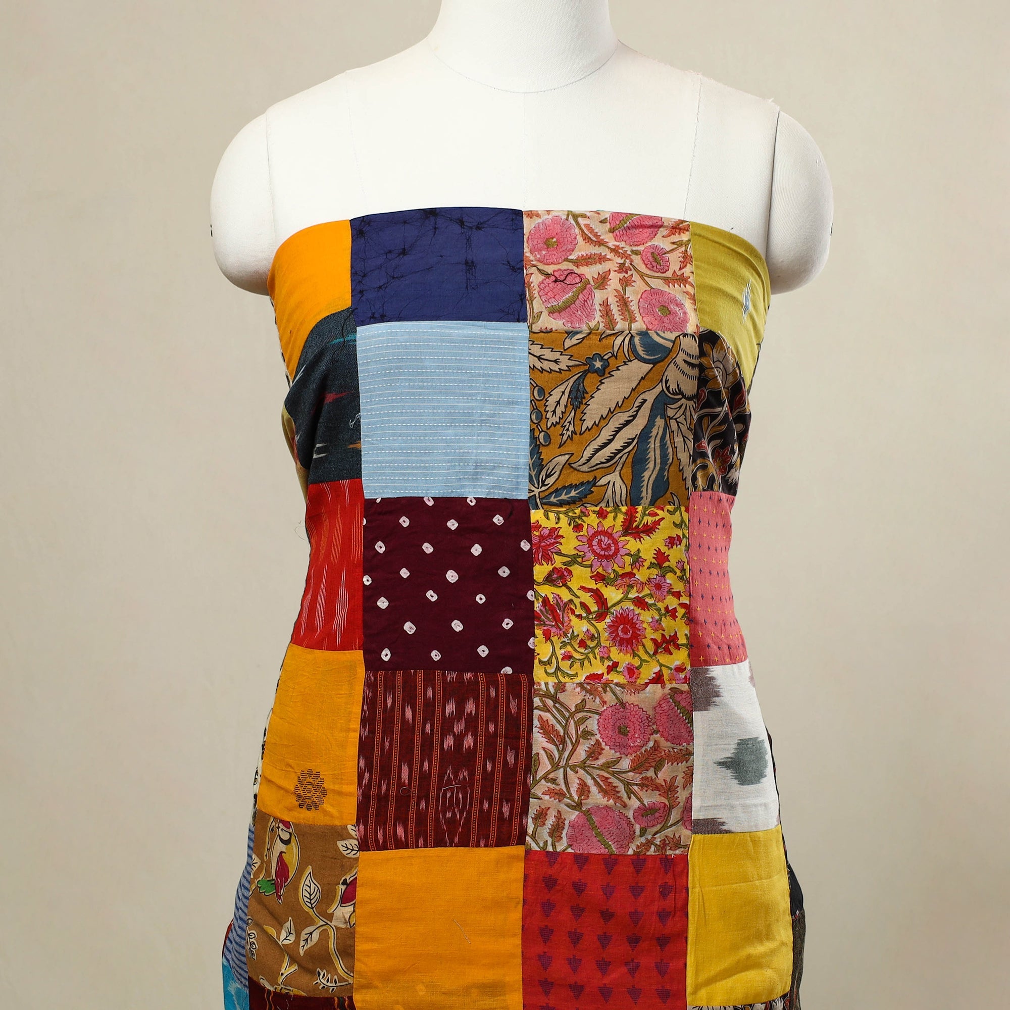 Buy Multicolor Handcrafted Patchwork Cotton Kurta Material