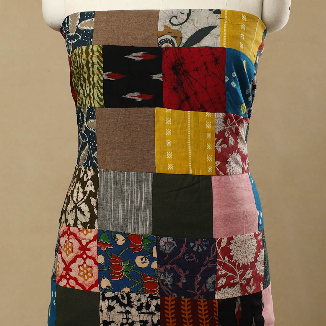Multicolor - Handcrafted Patchwork Cotton Kurta Material (2.8m) 20