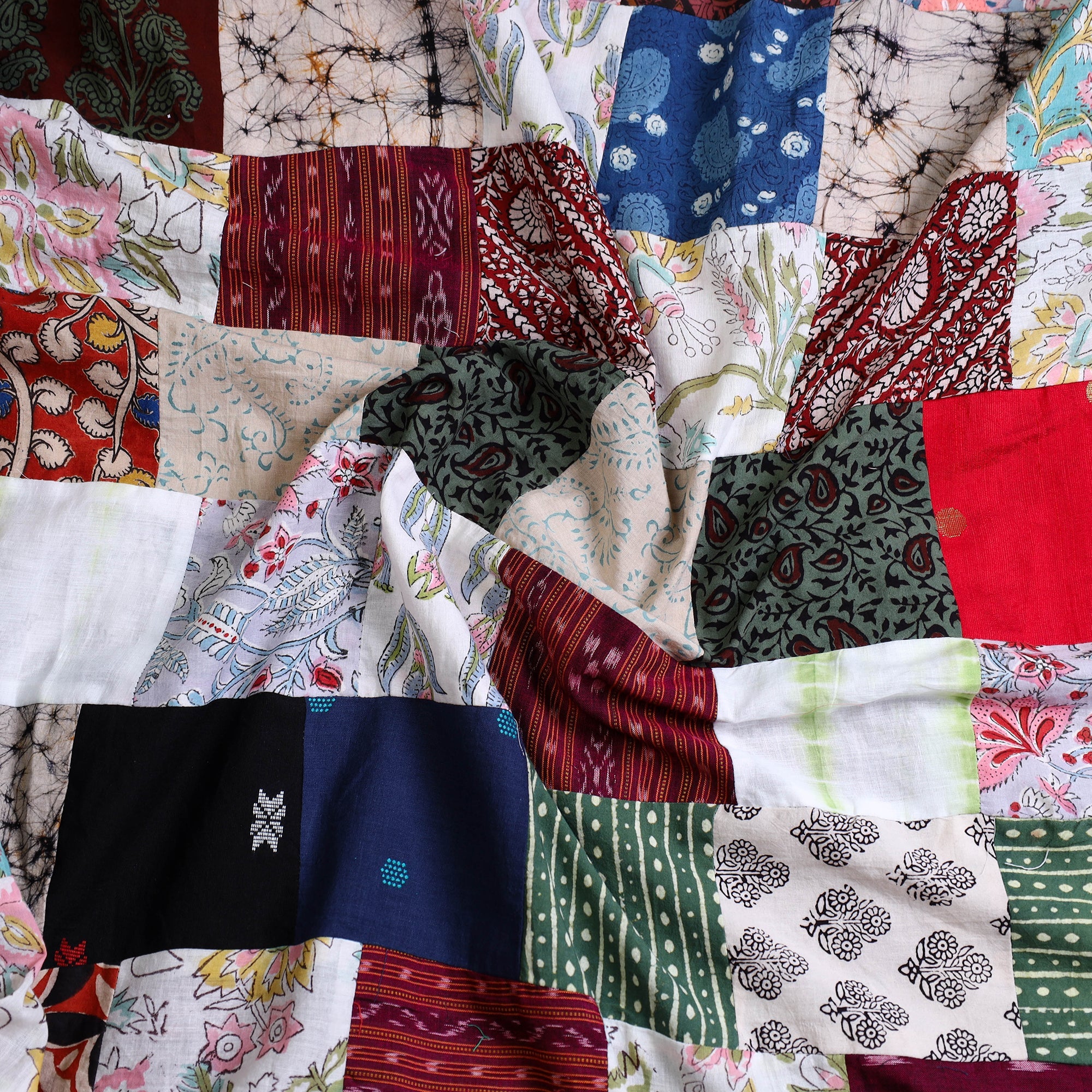 Multicolor - handcrafted patchwork cotton unstitched kurta