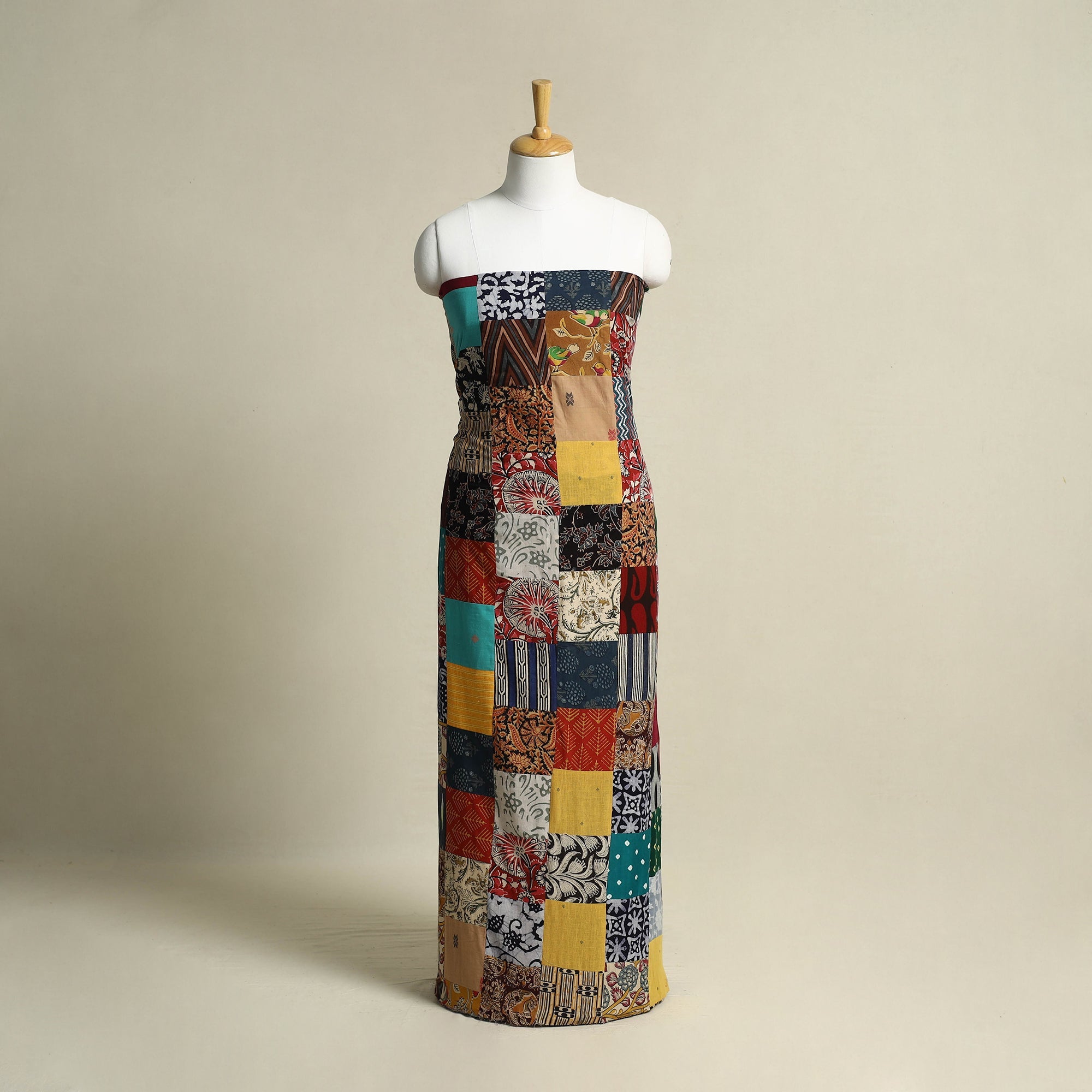 Multicolor - handcrafted patchwork cotton unstitched kurta