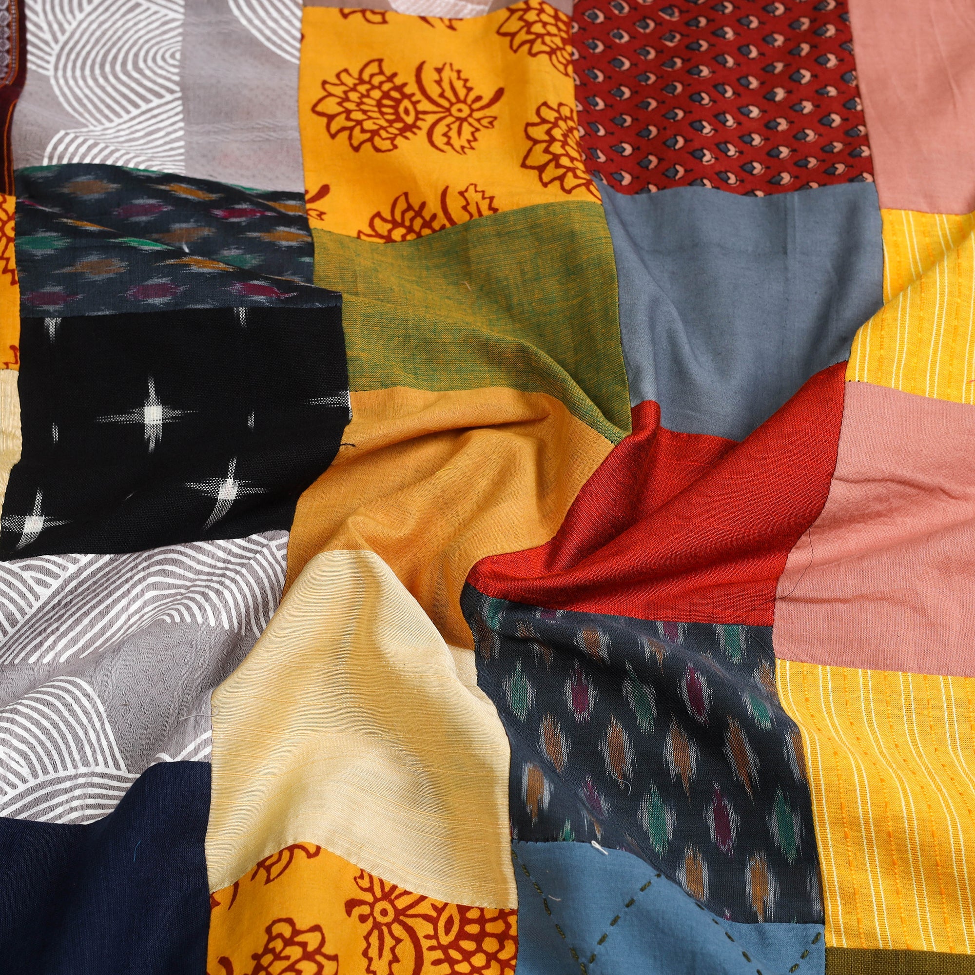 Multicolor Handcrafted Patchwork Cotton Kurta Material