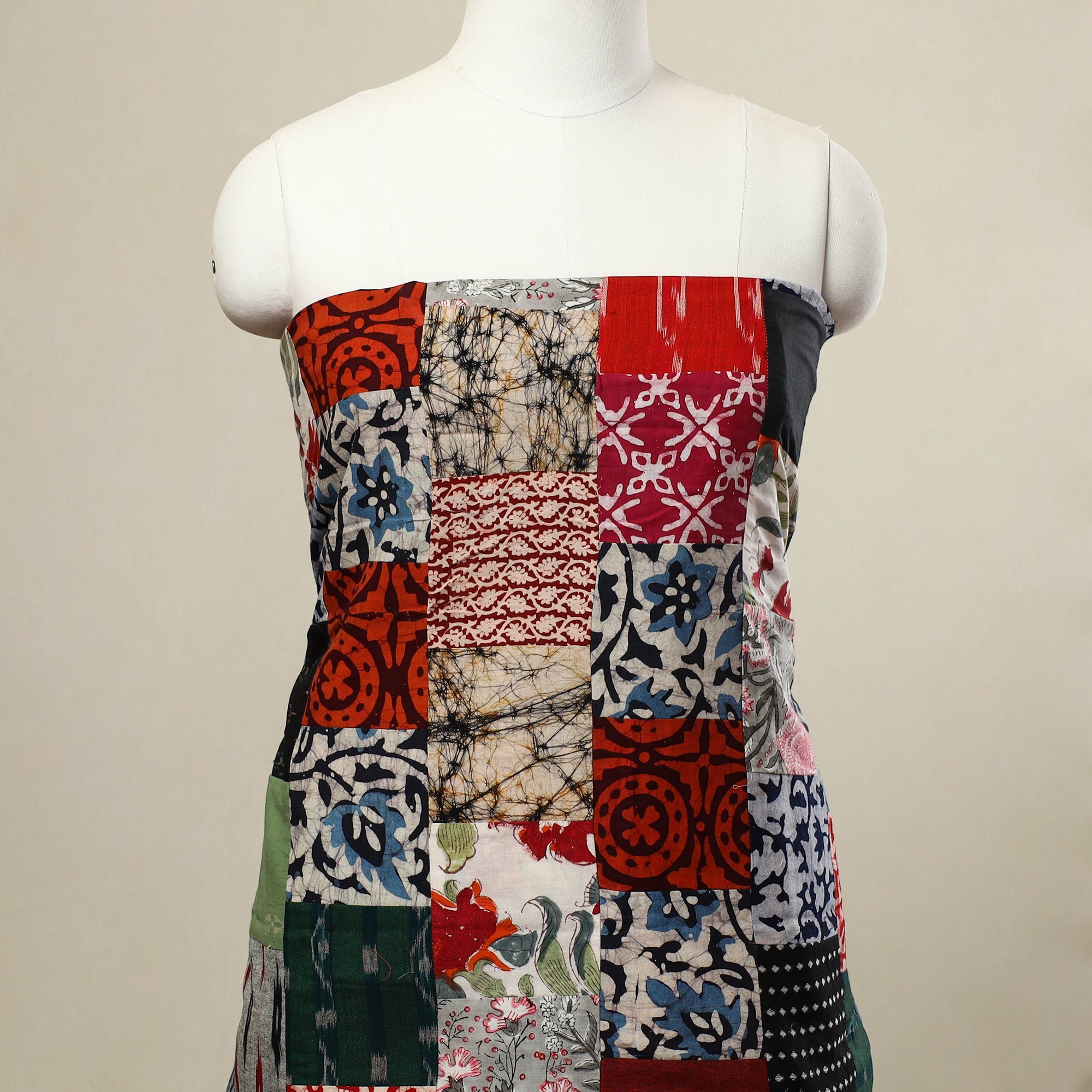 Buy Multicolor Handcrafted Patchwork Cotton Kurta Material