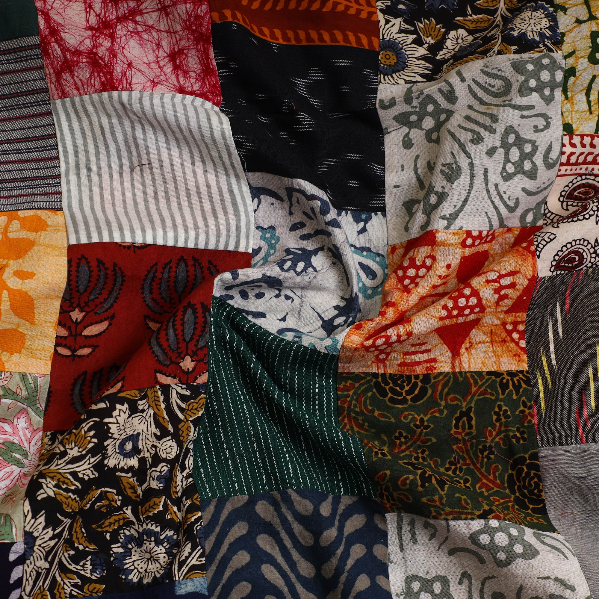 Multicolor - Handcrafted Patchwork Cotton Kurta Material (2.7m) 27