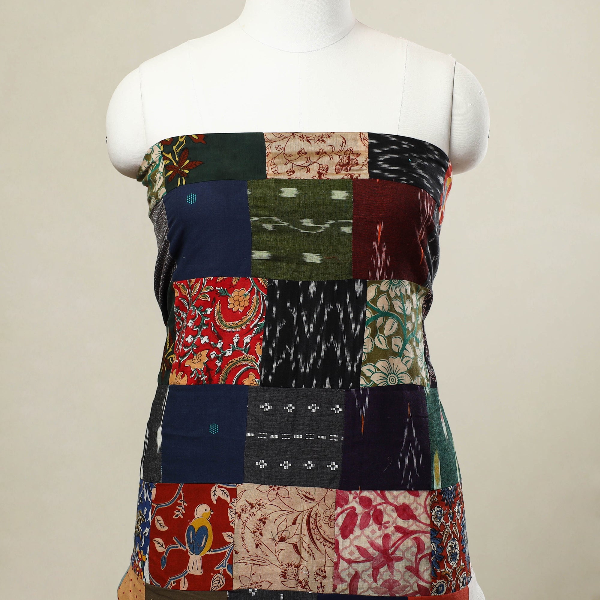 Multicolor - handcrafted patchwork cotton unstitched kurta