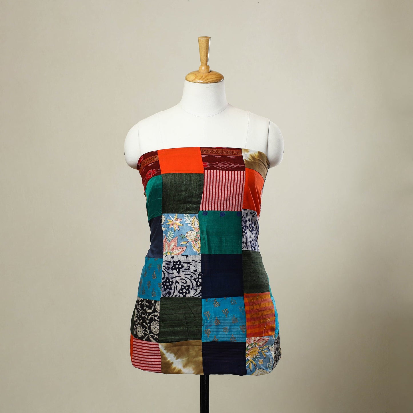 Multicolor - handcrafted patchwork cotton unstitched kurta