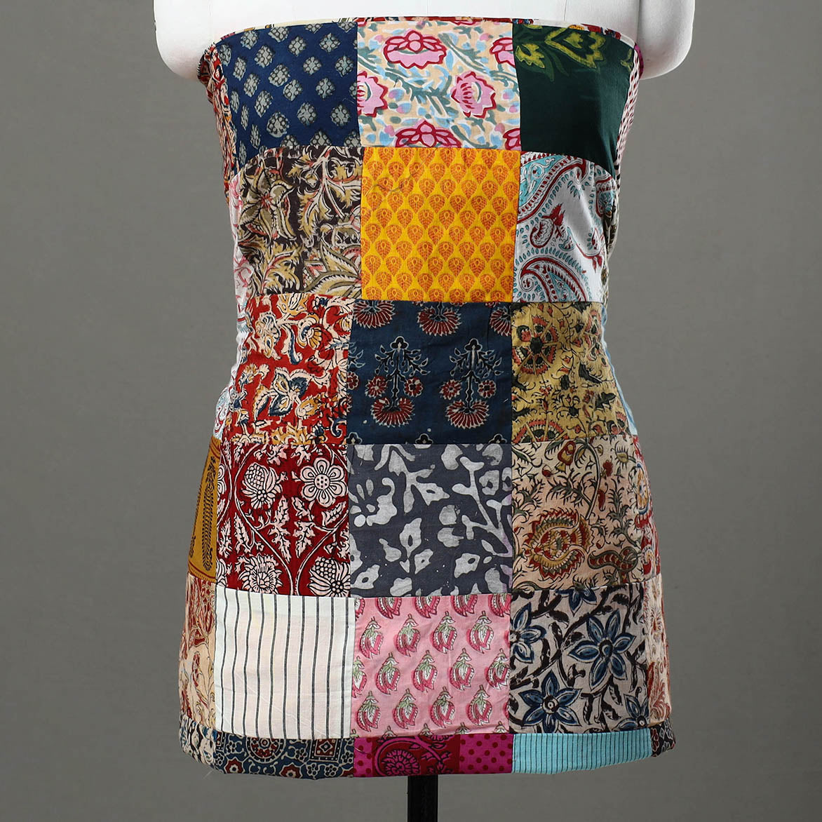 Multicolor - handcrafted patchwork cotton unstitched kurta