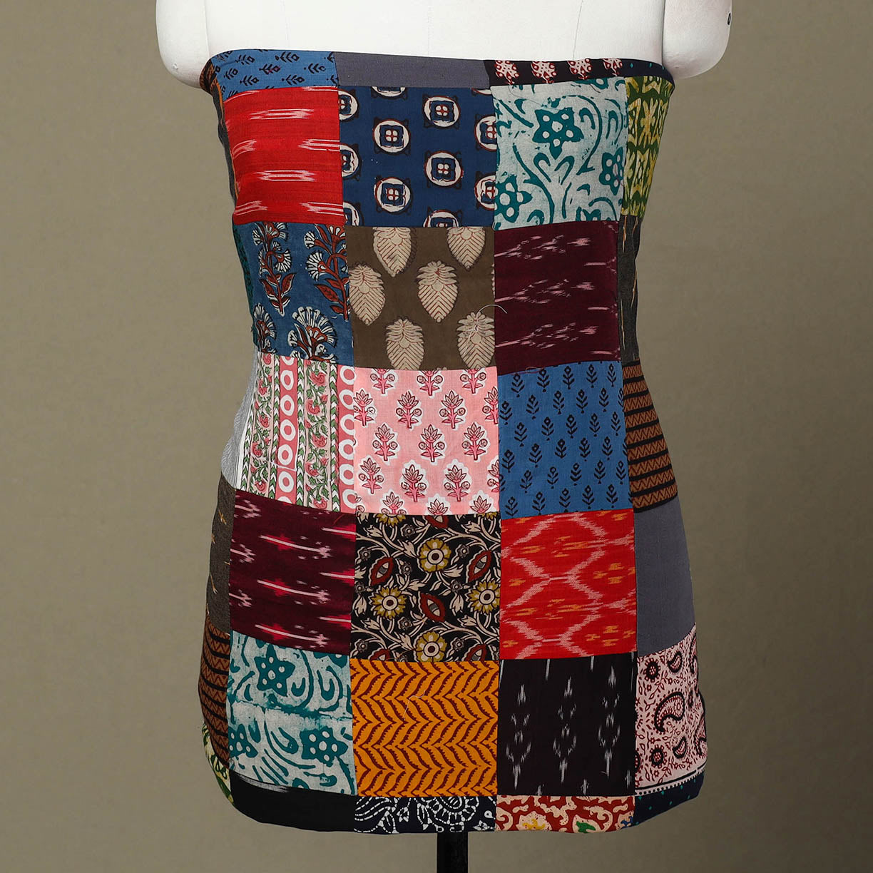 Multicolor - handcrafted patchwork cotton unstitched kurta