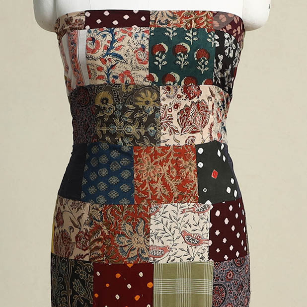 Multicolor - handcrafted patchwork cotton unstitched kurta