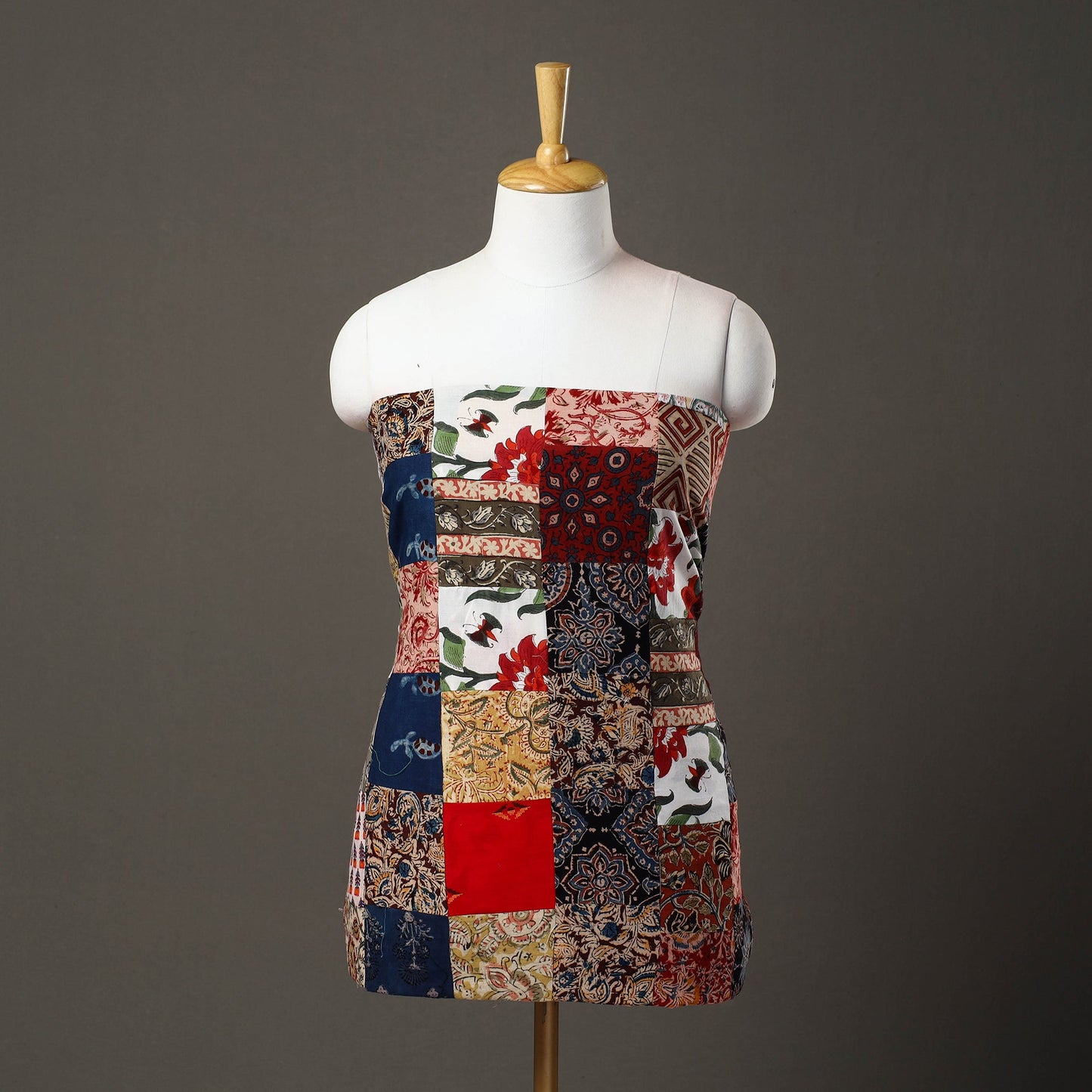 Multicolor - handcrafted patchwork cotton unstitched kurta