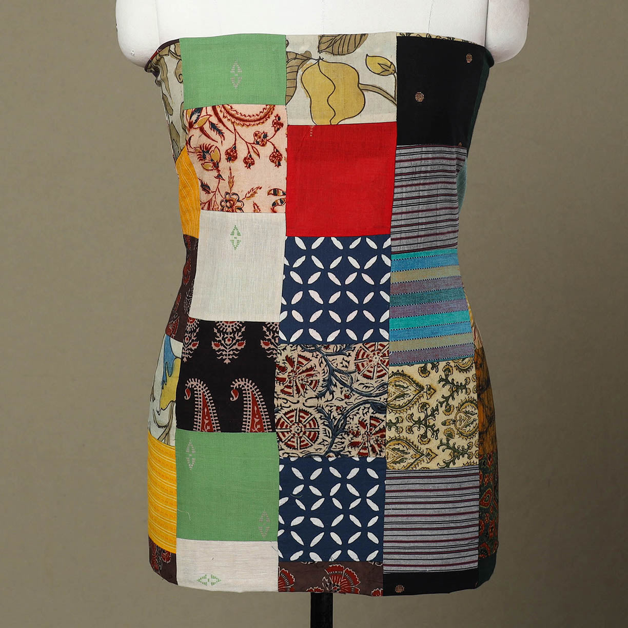 Multicolor - handcrafted patchwork cotton unstitched kurta