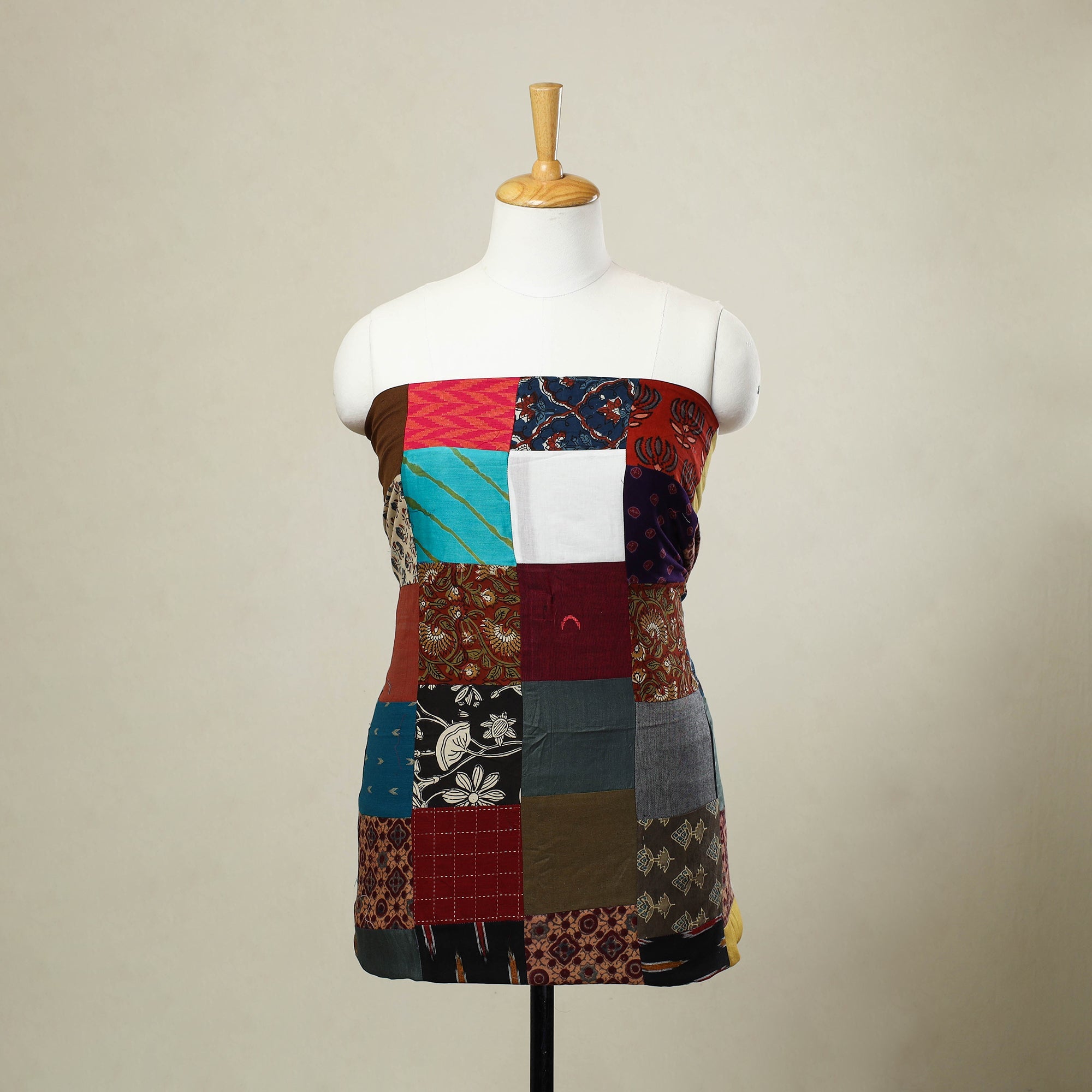 Multicolor - handcrafted patchwork cotton unstitched kurta